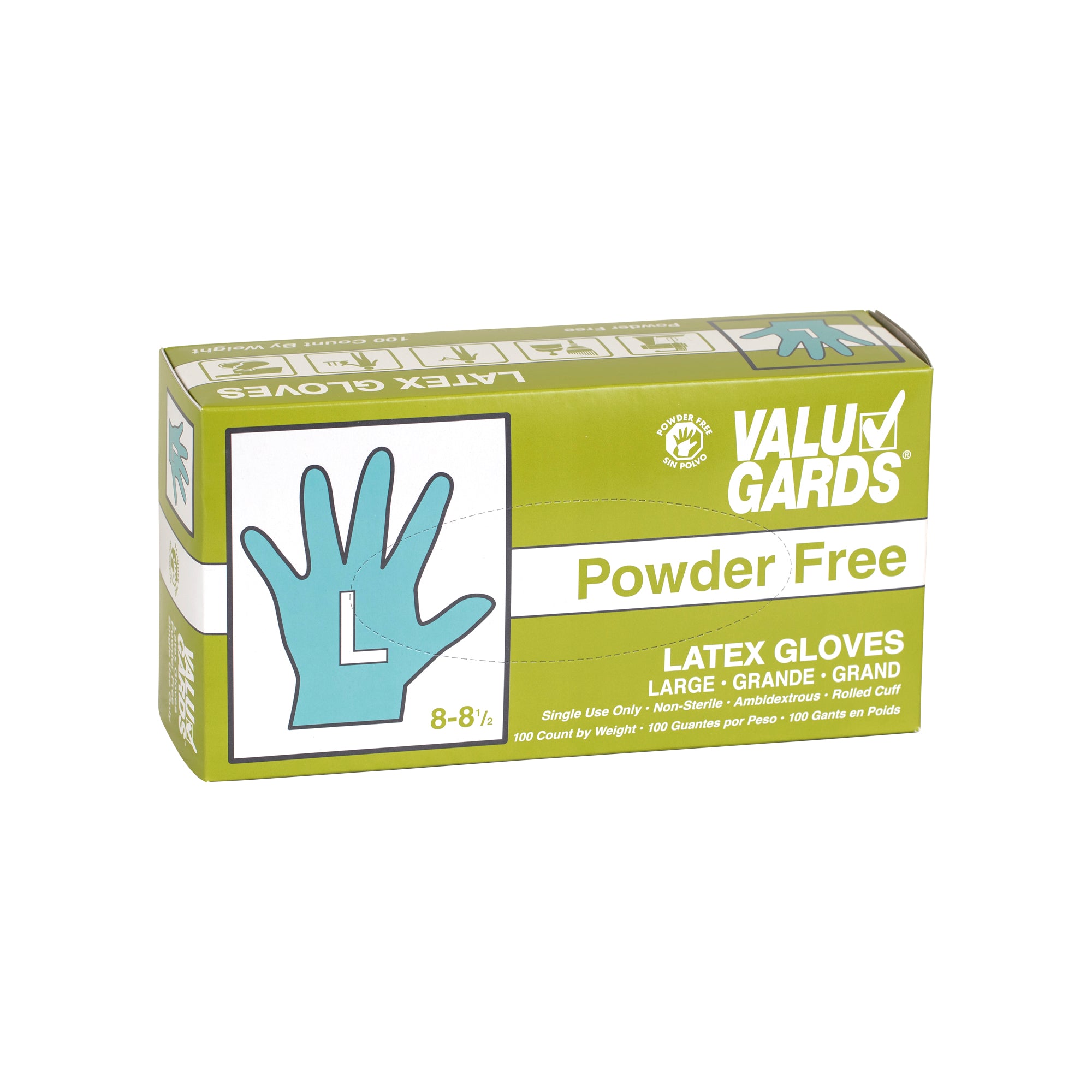Glove Latex Valugard Powder Free Large 100 Each - 10 Per Case.