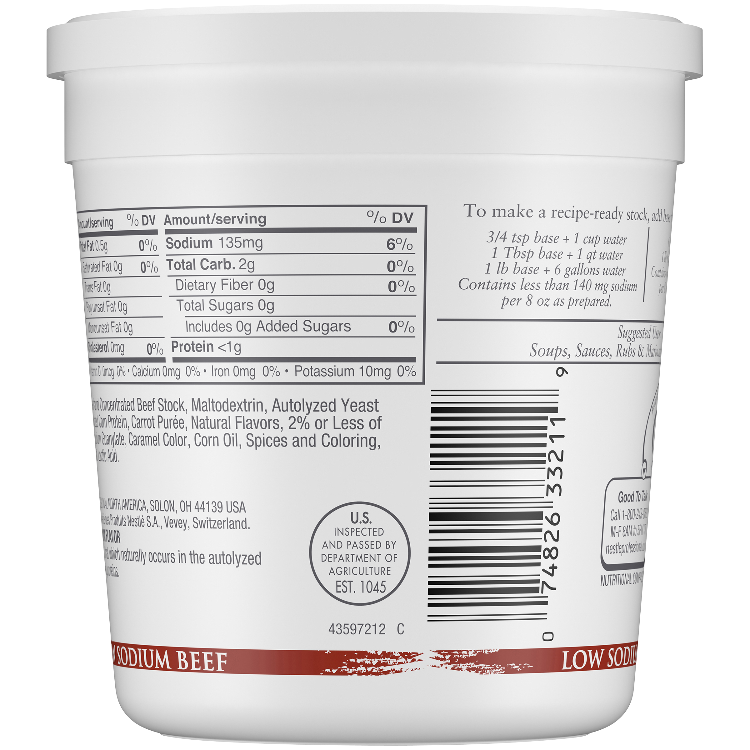 Minor's Beef Base Low Sodium (No Added Msg) Gluten Free 1 Pound Each - 6 Per Case.