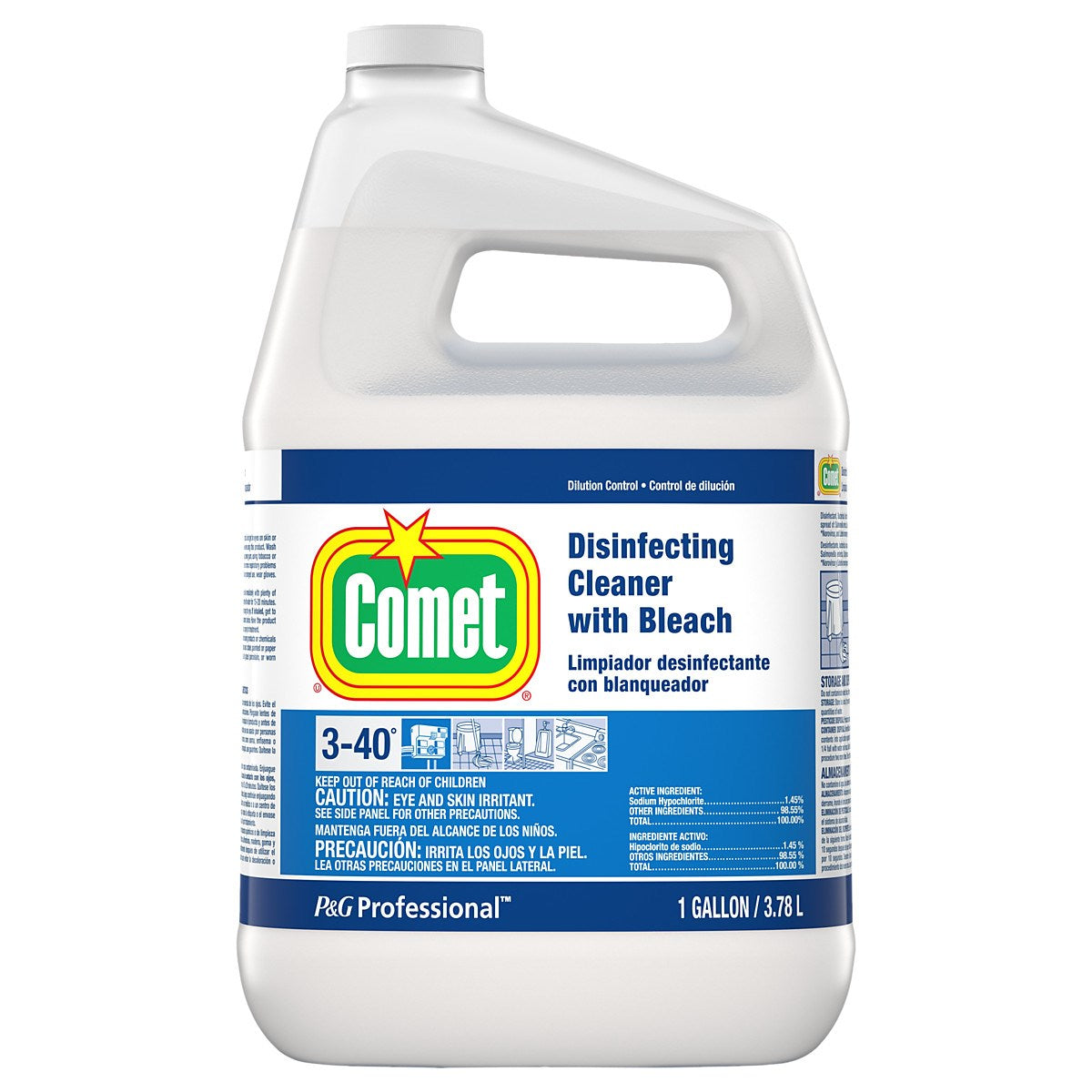 Comet Liquid Cleaner Wbleach Disinfecting Concentrate Closed Loop Gal 1 Gallon - 3 Per Case.