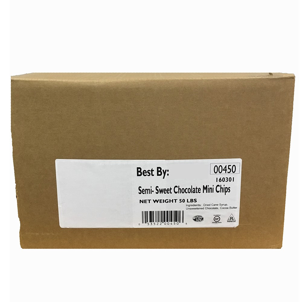 Mini Chips Semi Sweet Bulk Baker's Select 50 Pound Each - 1 Per Case.