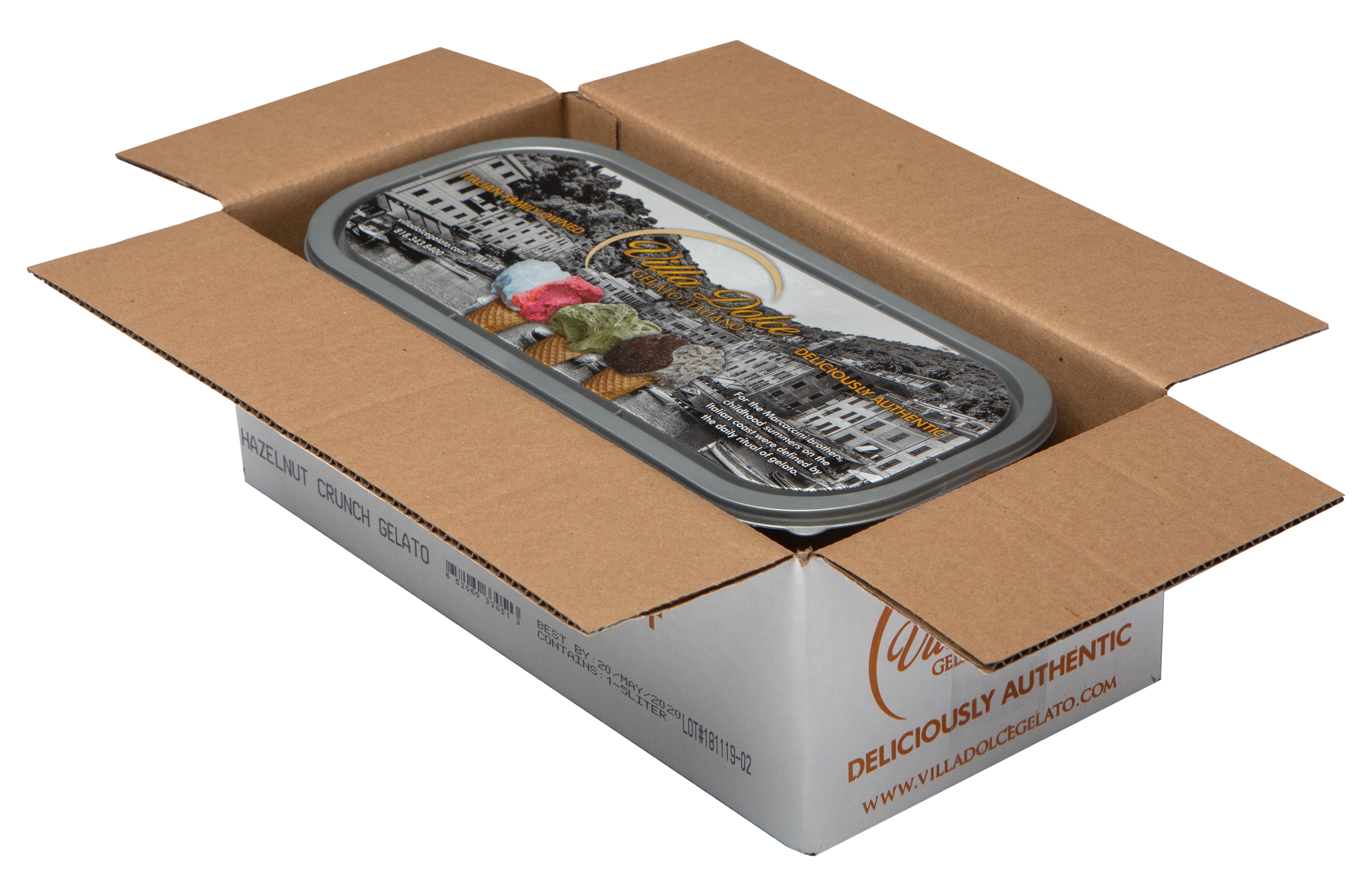 Villa Dolce Hazelnut Chocolate Crunch Gelato 5 Liter - 1 Per Case.