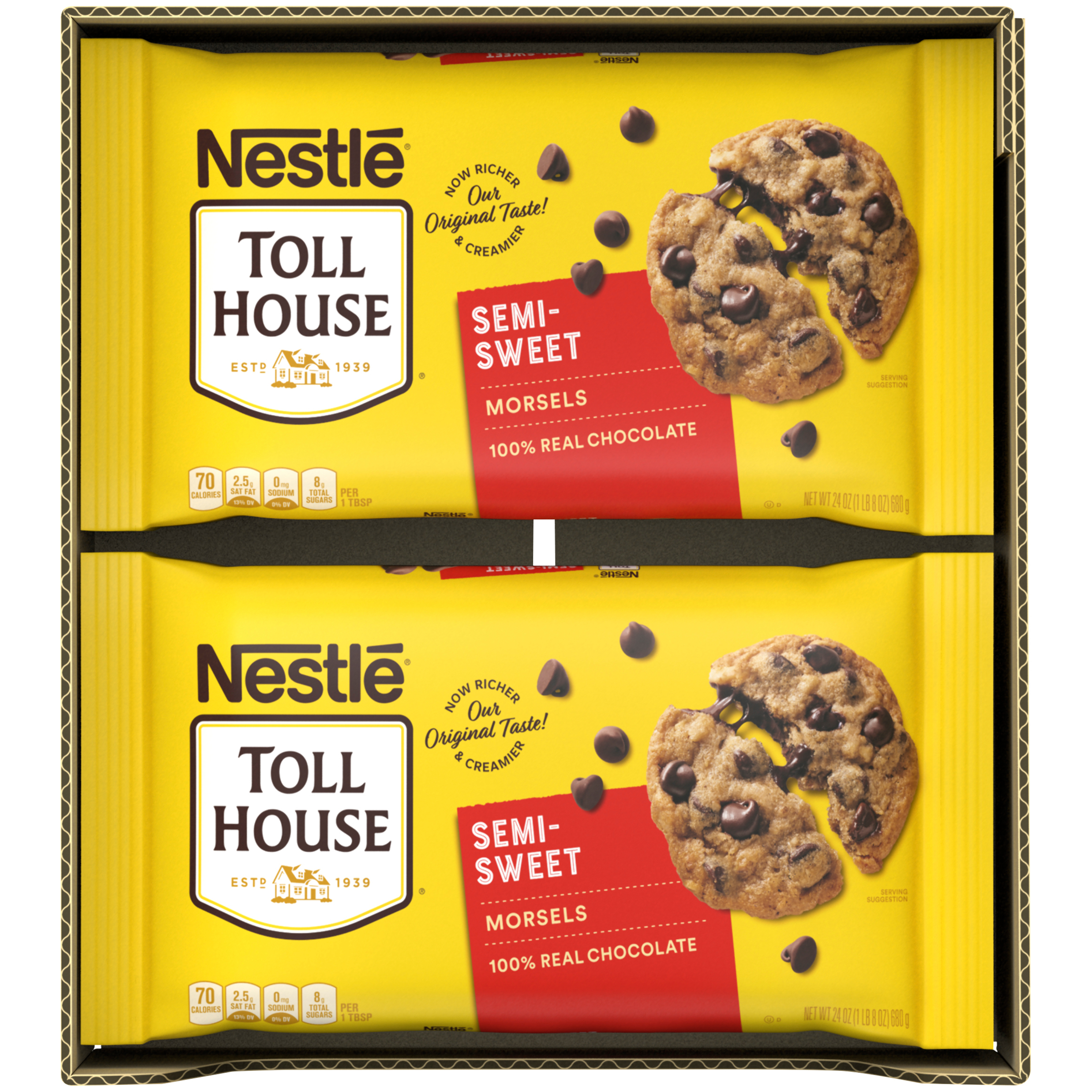 Nestle Toll House Semi Sweet Morsels Bags 24 Ounce Size - 12 Per Case.