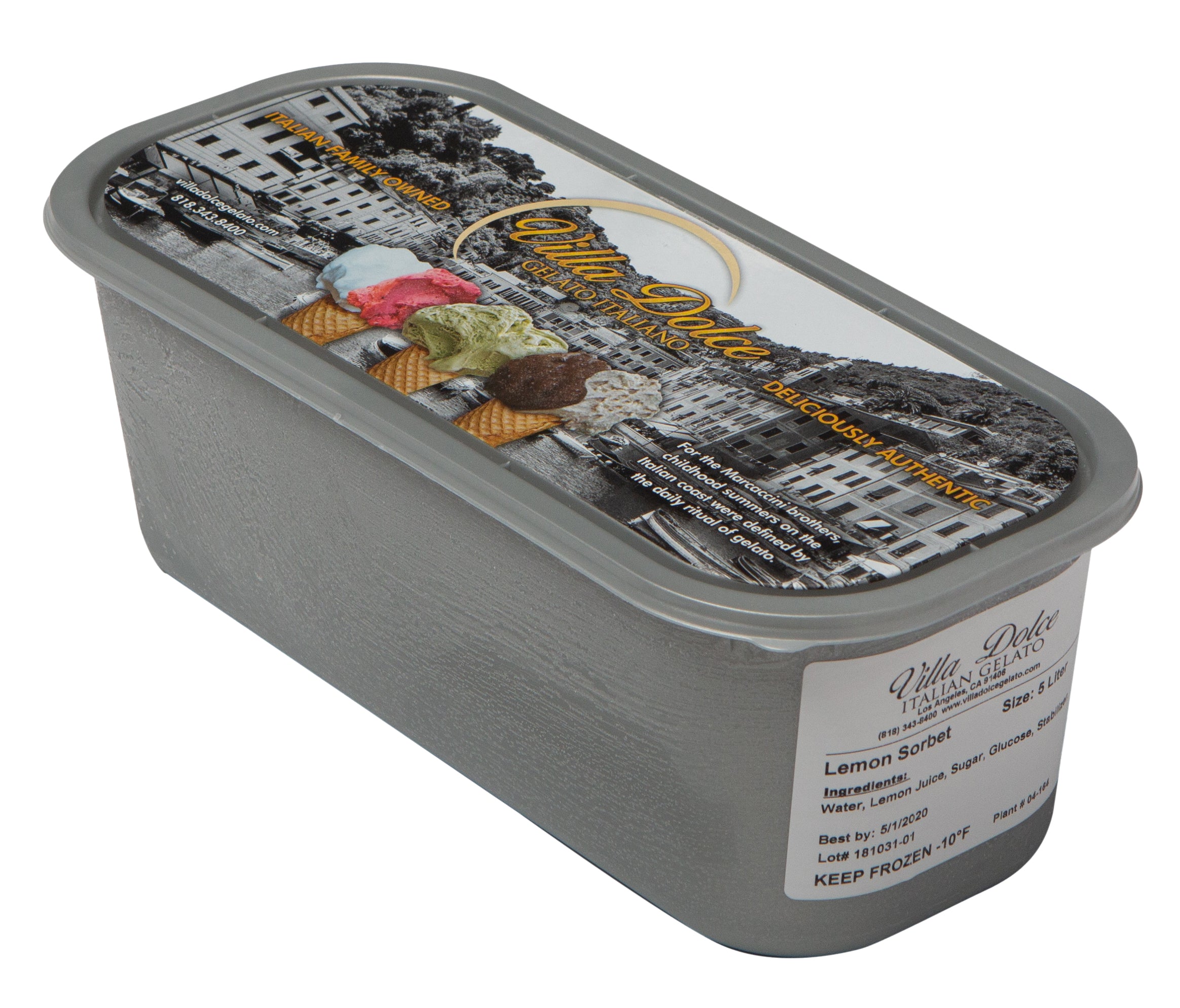 Villa Dolce Zesty Lemon Sorbet 5 Liter - 1 Per Case.