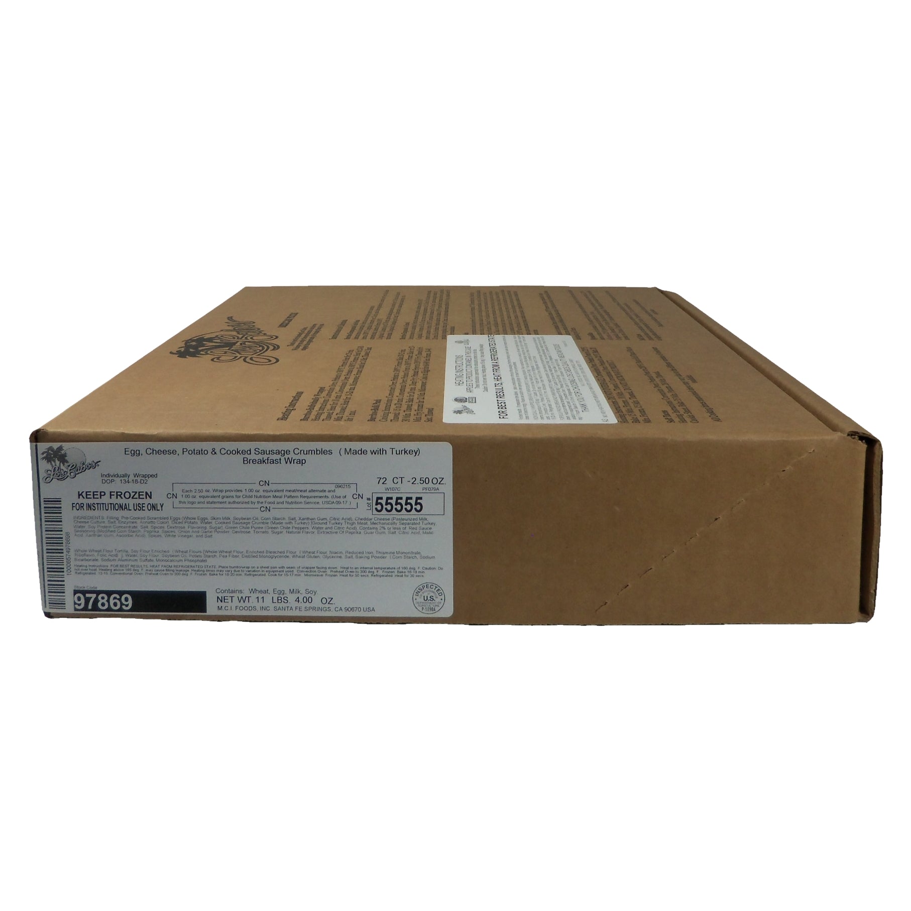 Los Cabos Egg & Cheese Potato Sausage Crumble 2.5 Ounce Size - 72 Per Case.