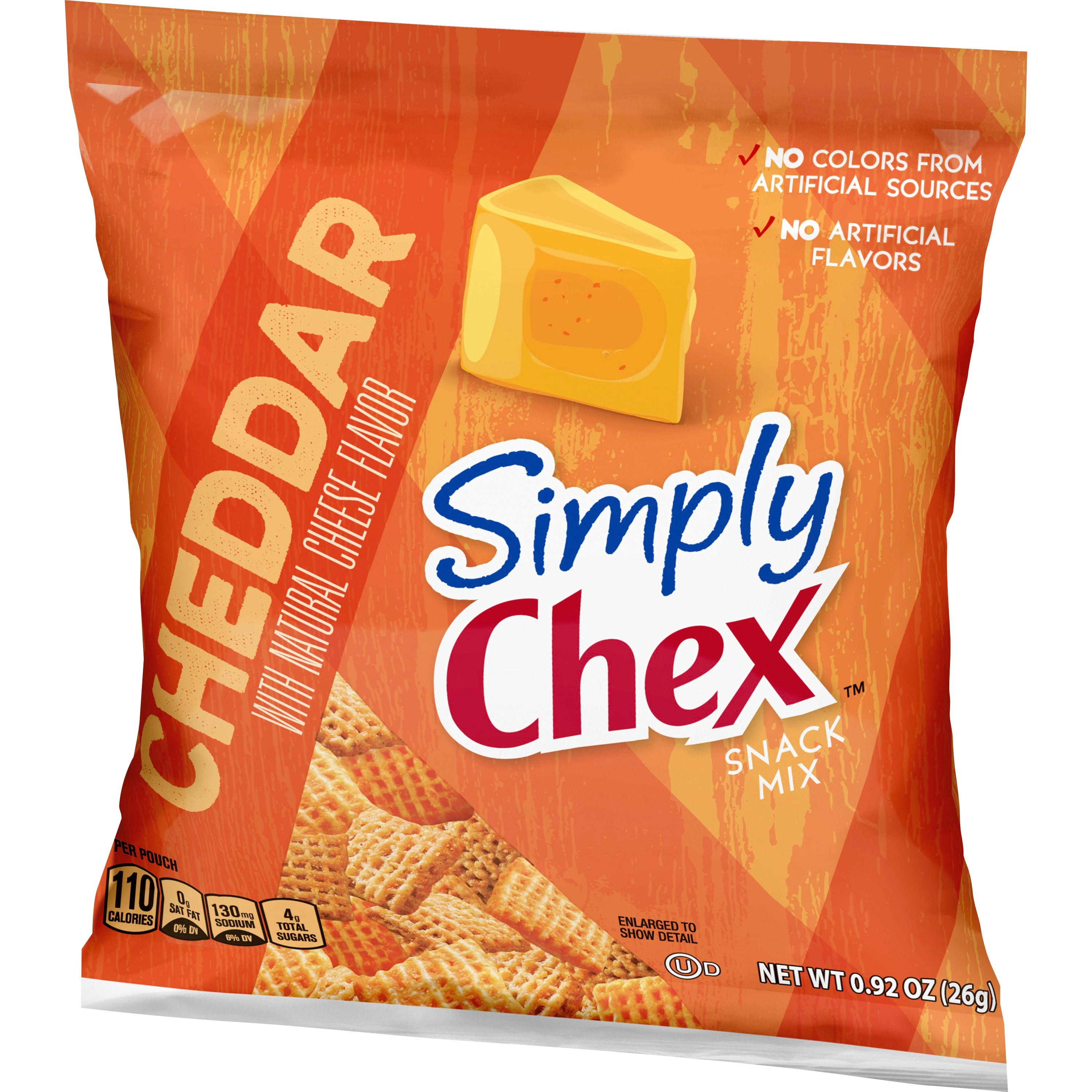 Chex Mix™ Simply Chex™ Snack Mix Single Serve Cheddar 0.92 Ounce Size - 60 Per Case.
