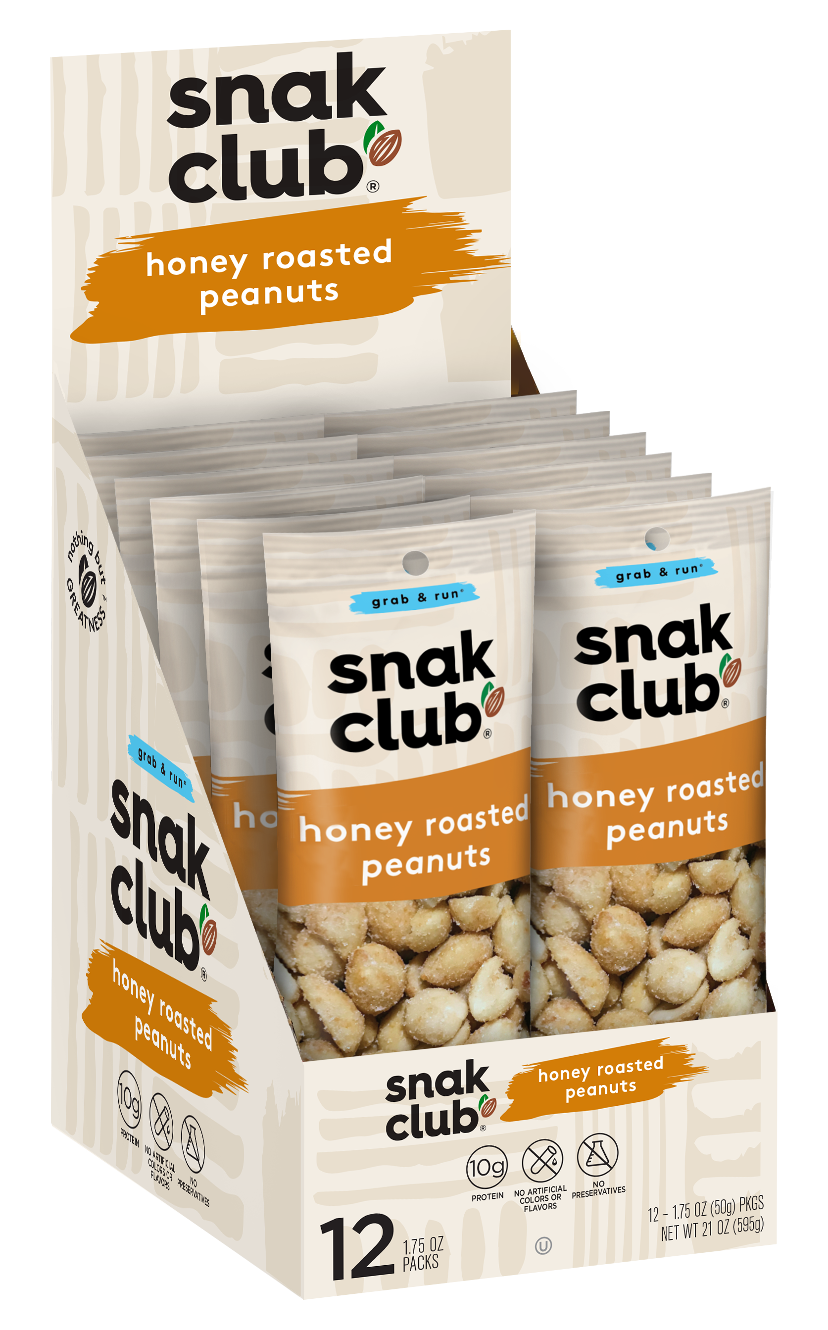 Snak Club Honey Roasted Peanuts Pound 0.109 Pound Each - 144 Per Case.