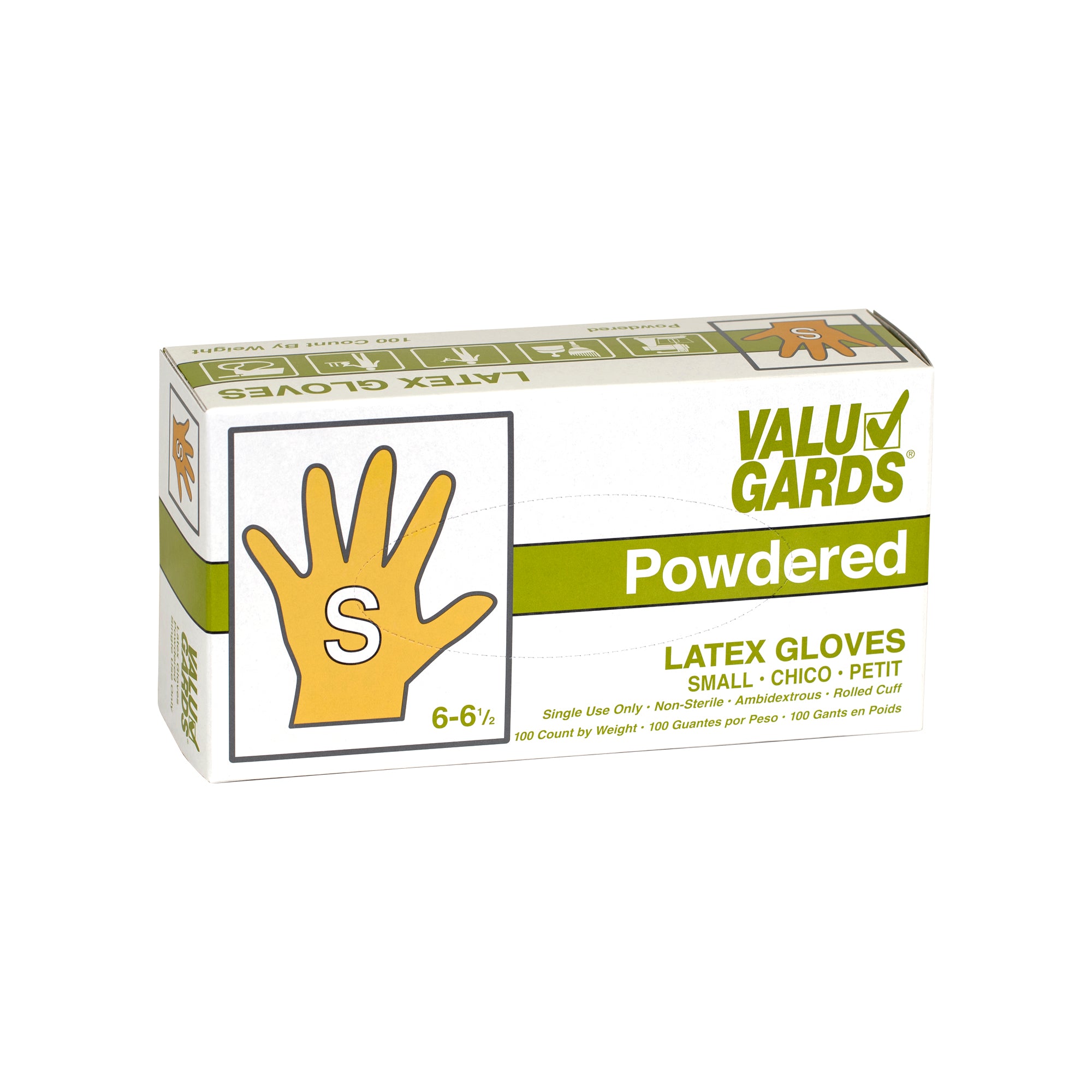 Glove Latex Valugard Powdered Small 100 Each - 10 Per Case.