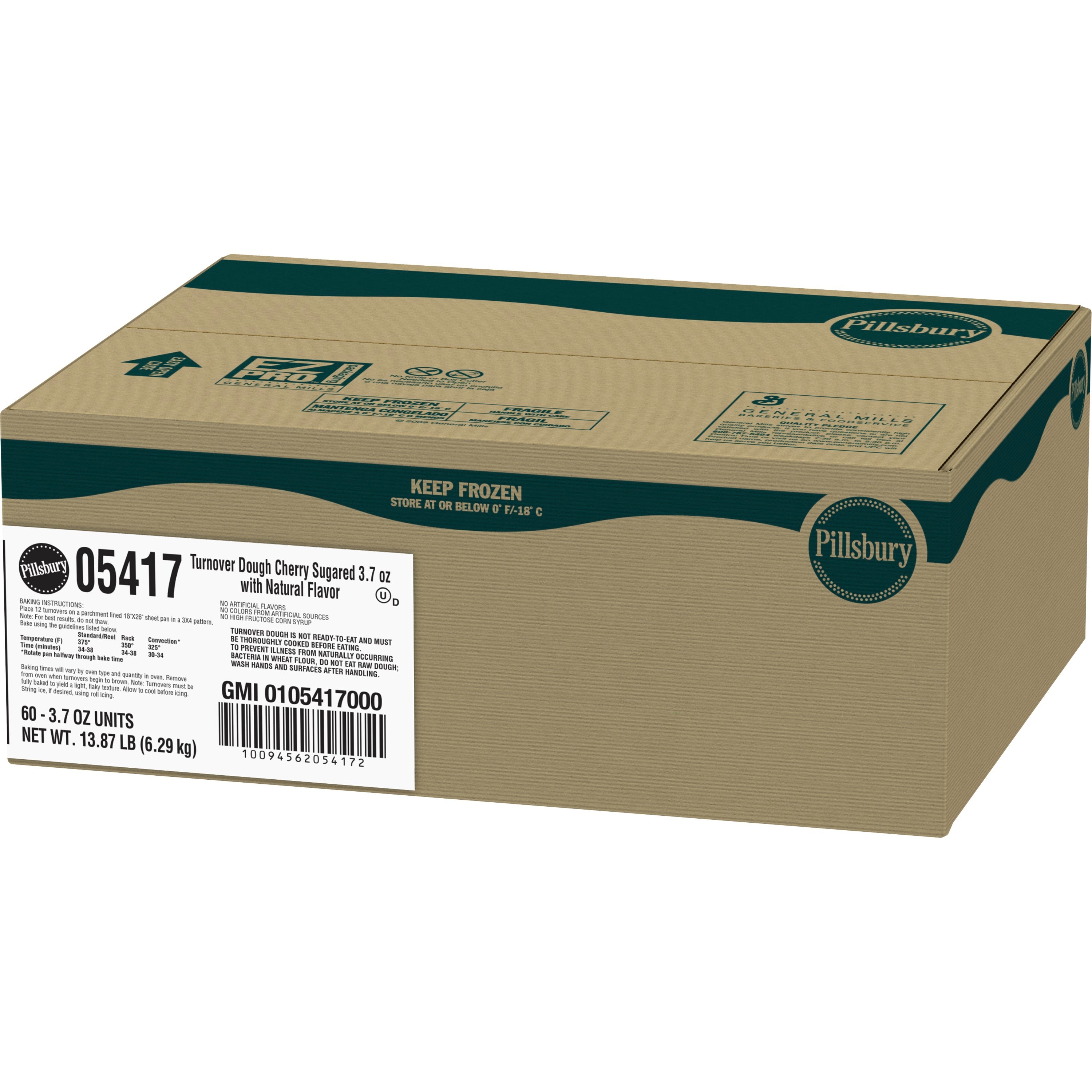 Pillsbury™ Frozen Turnover Dough Sugared Cherry 13.87 Pound Each - 1 Per Case.