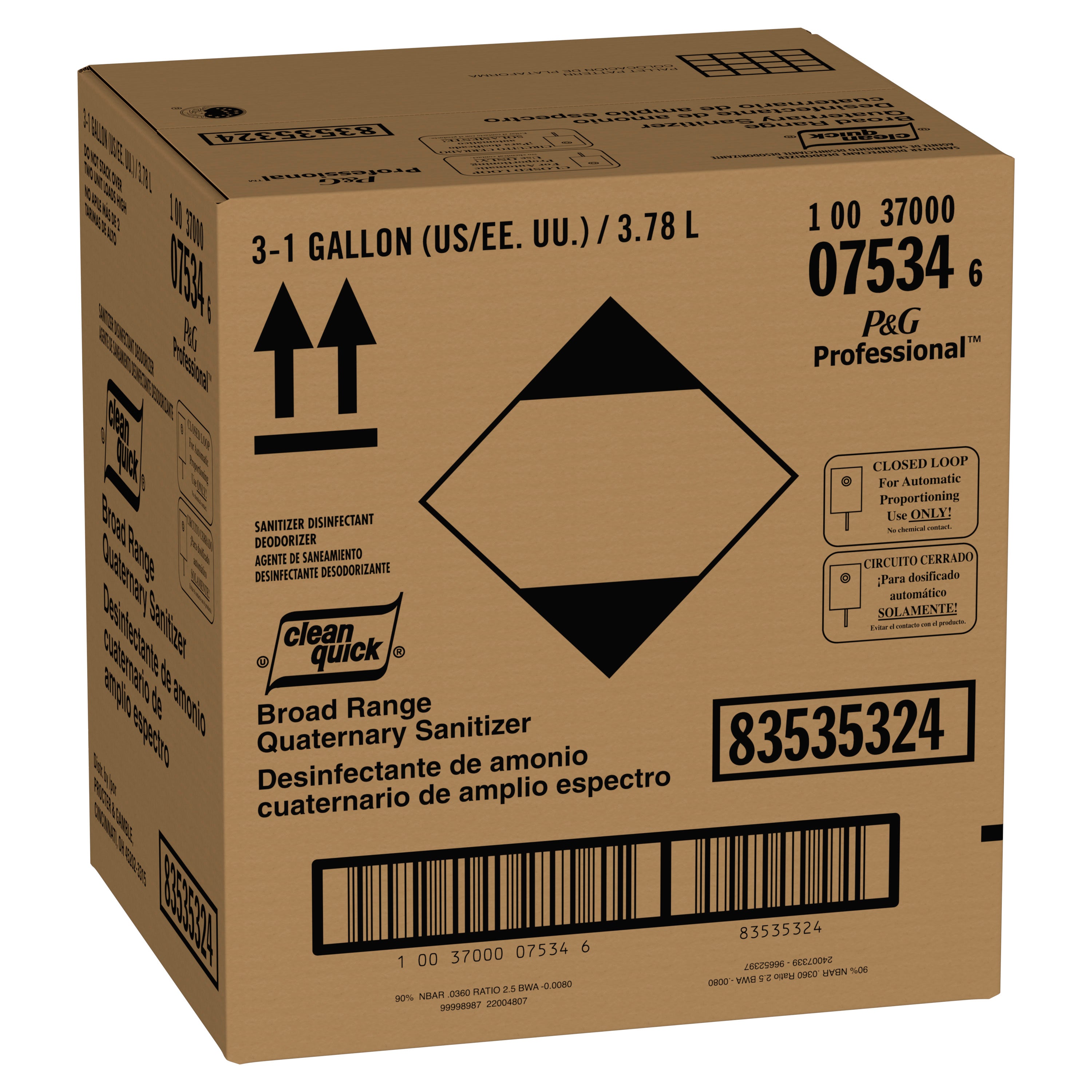 Clean Quick Broad Range Quat Sanitizer Concentrate Closed Loop Gal 1 Gallon - 3 Per Case.