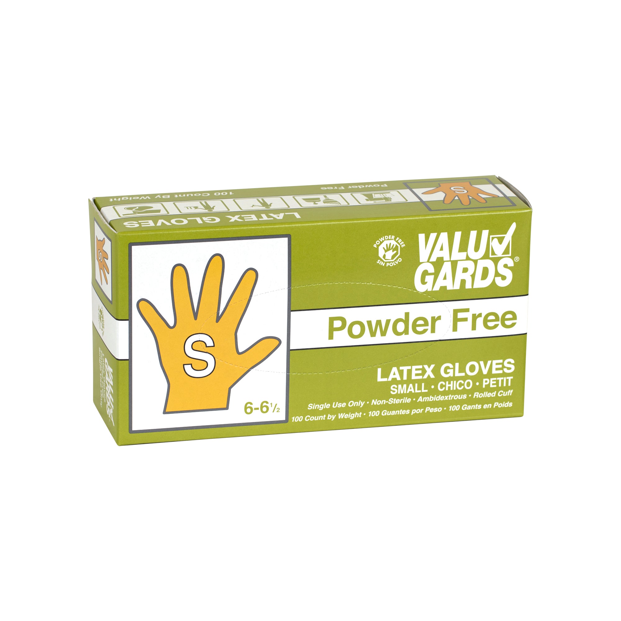 Glove Latex Valugard Powder Free Small 100 Each - 10 Per Case.