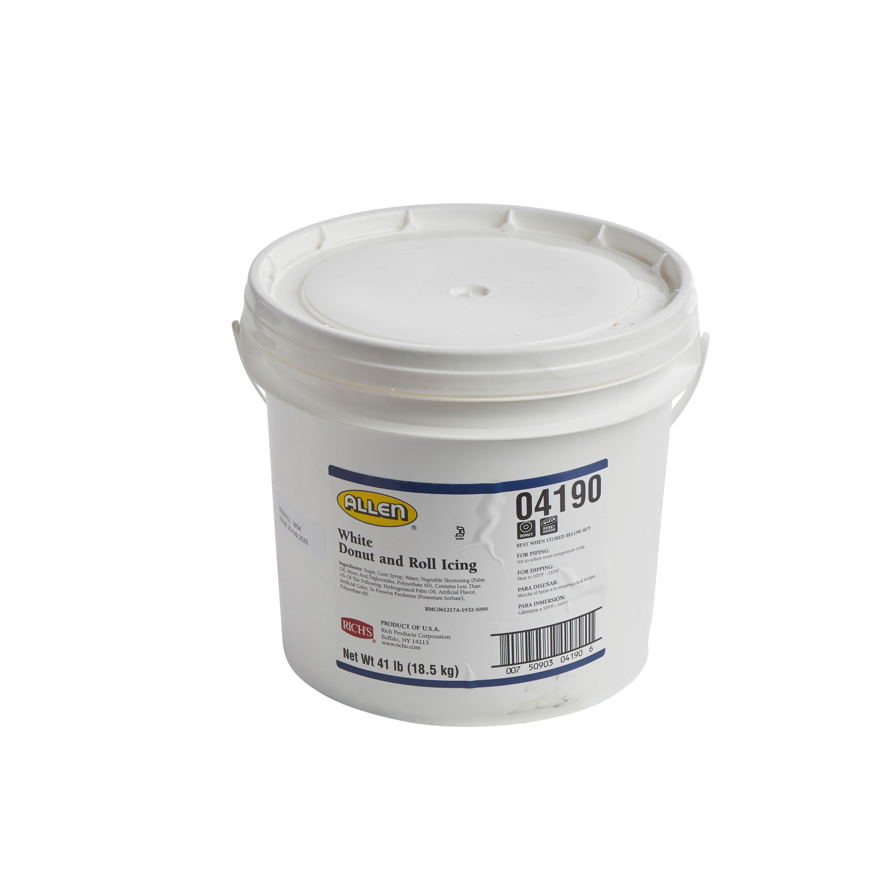 Allen Jwa Icing White Donut & Roll 41 Pound Each - 1 Per Case.