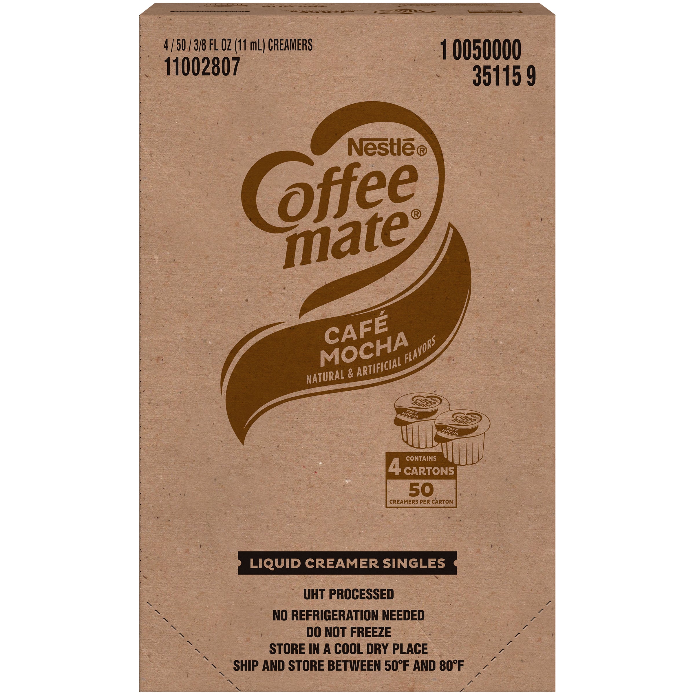 Nestle Coffee Mate Coffee Creamer Cafe Mochaflavor Liquid Creamer Singles 18.7 Fluid Ounce - 4 Per Case.