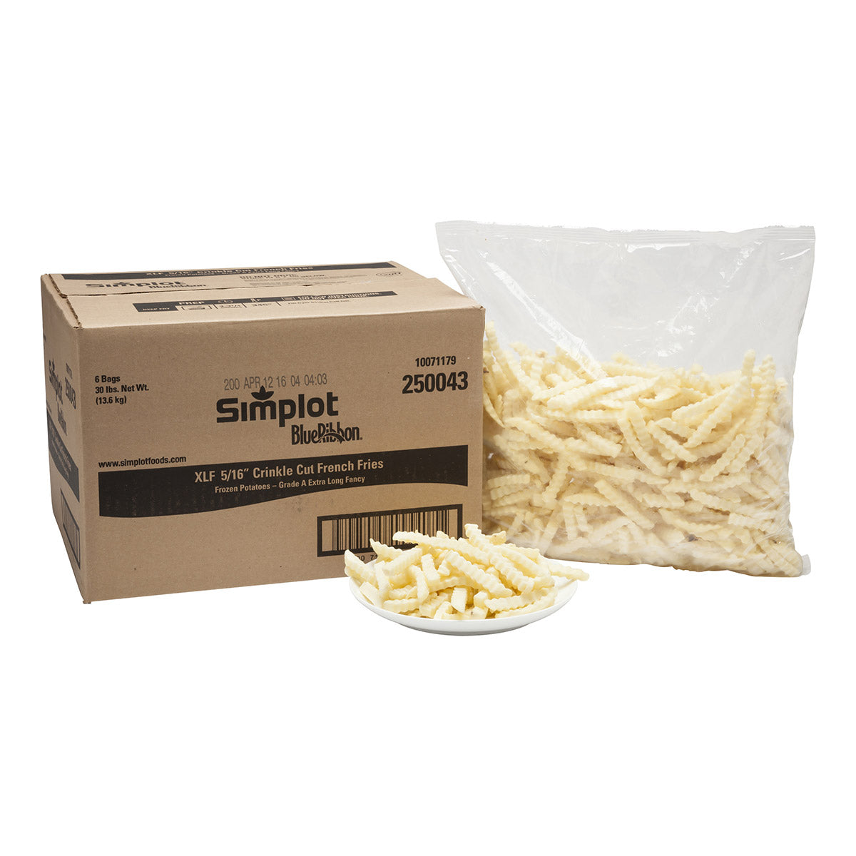Simplot Blue Ribbon 6" Crinkle Cut Frieslb 5 Pound Each - 6 Per Case.