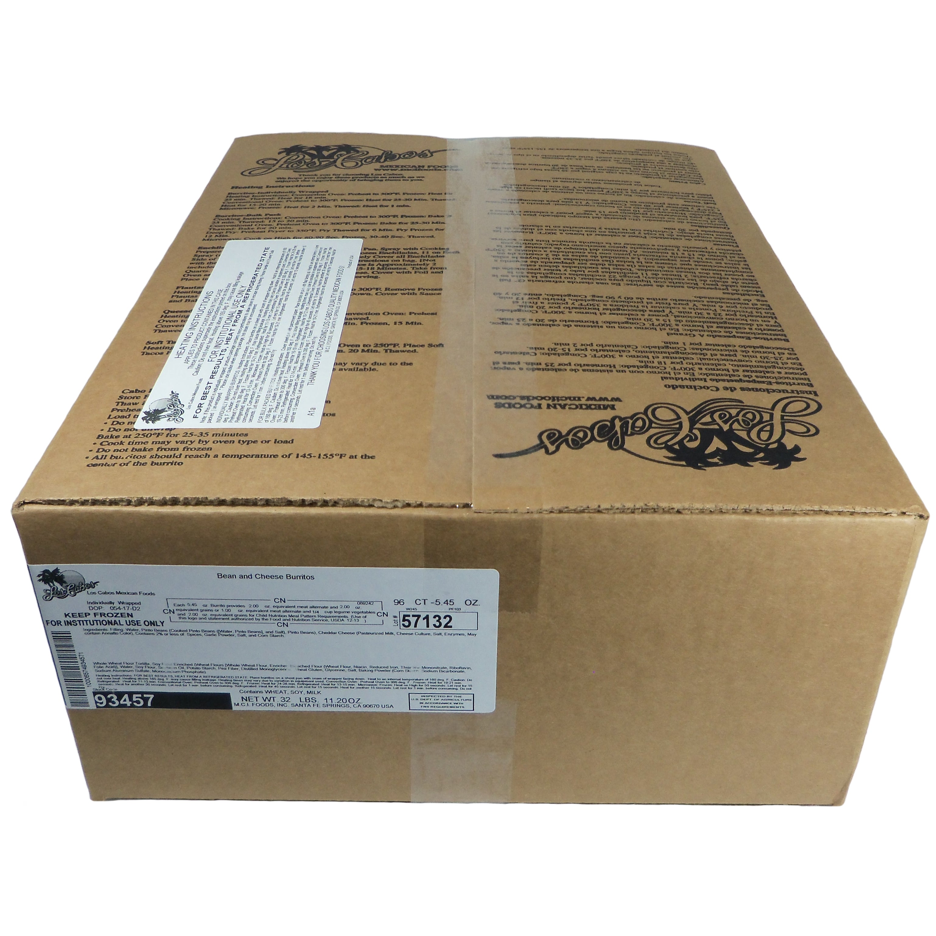 Cabo Real Bean And Cheese Whole Grain Childnutrition Individually Wrapped 5.45 Ounce Size - 96 Per Case.