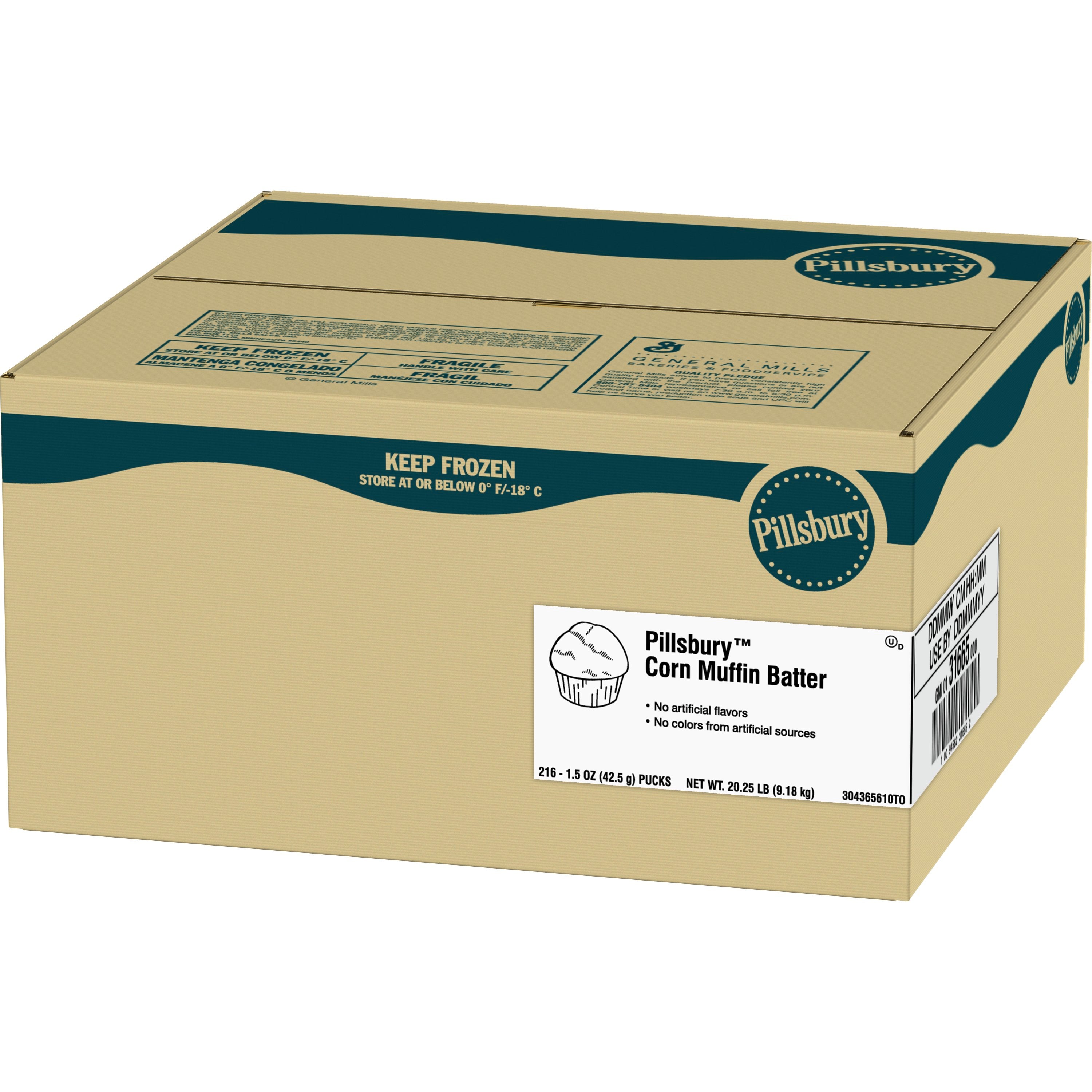 Pillsbury™ Place & Bake™ Frozen Muffindough Puck Corn Muffin 20.25 Pound Each - 1 Per Case.