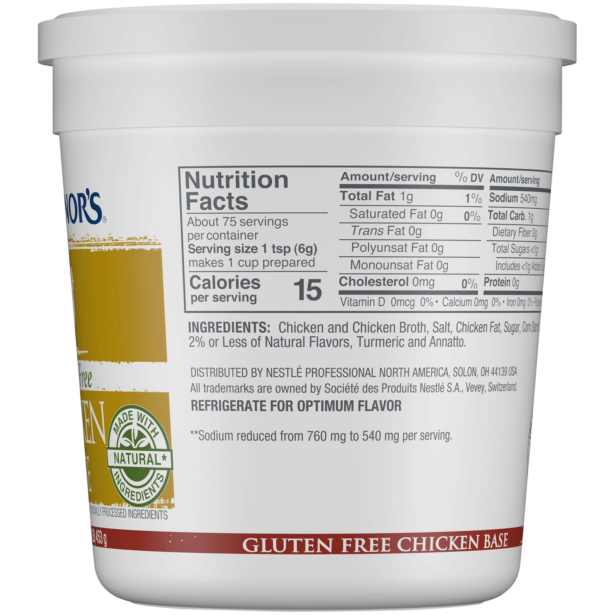 Minor's Natural Gluten Free Chicken Base 1 Pound Each - 6 Per Case.