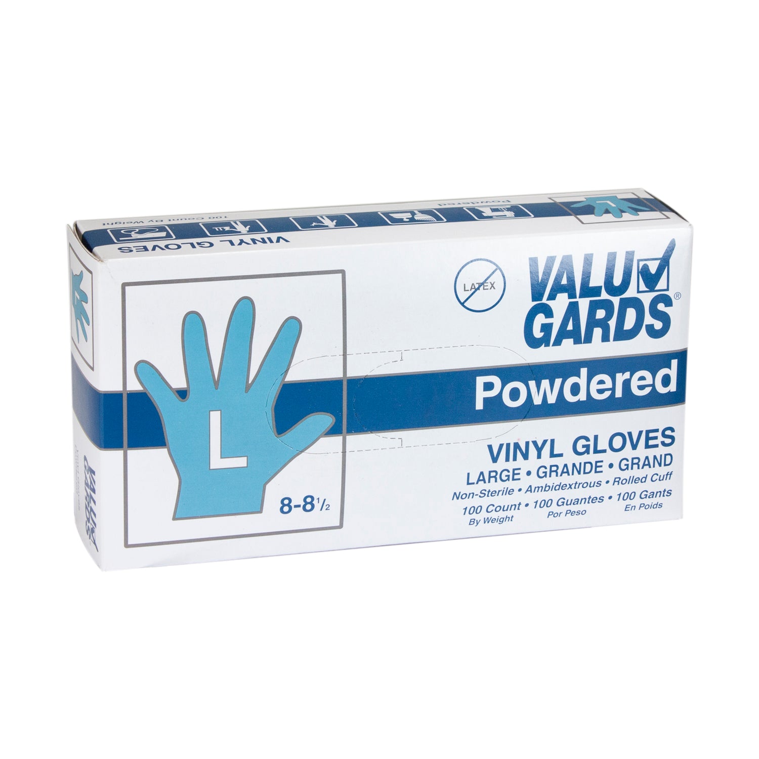 Glove Vinyl Valugard Powdered Large 100 Each - 10 Per Case.