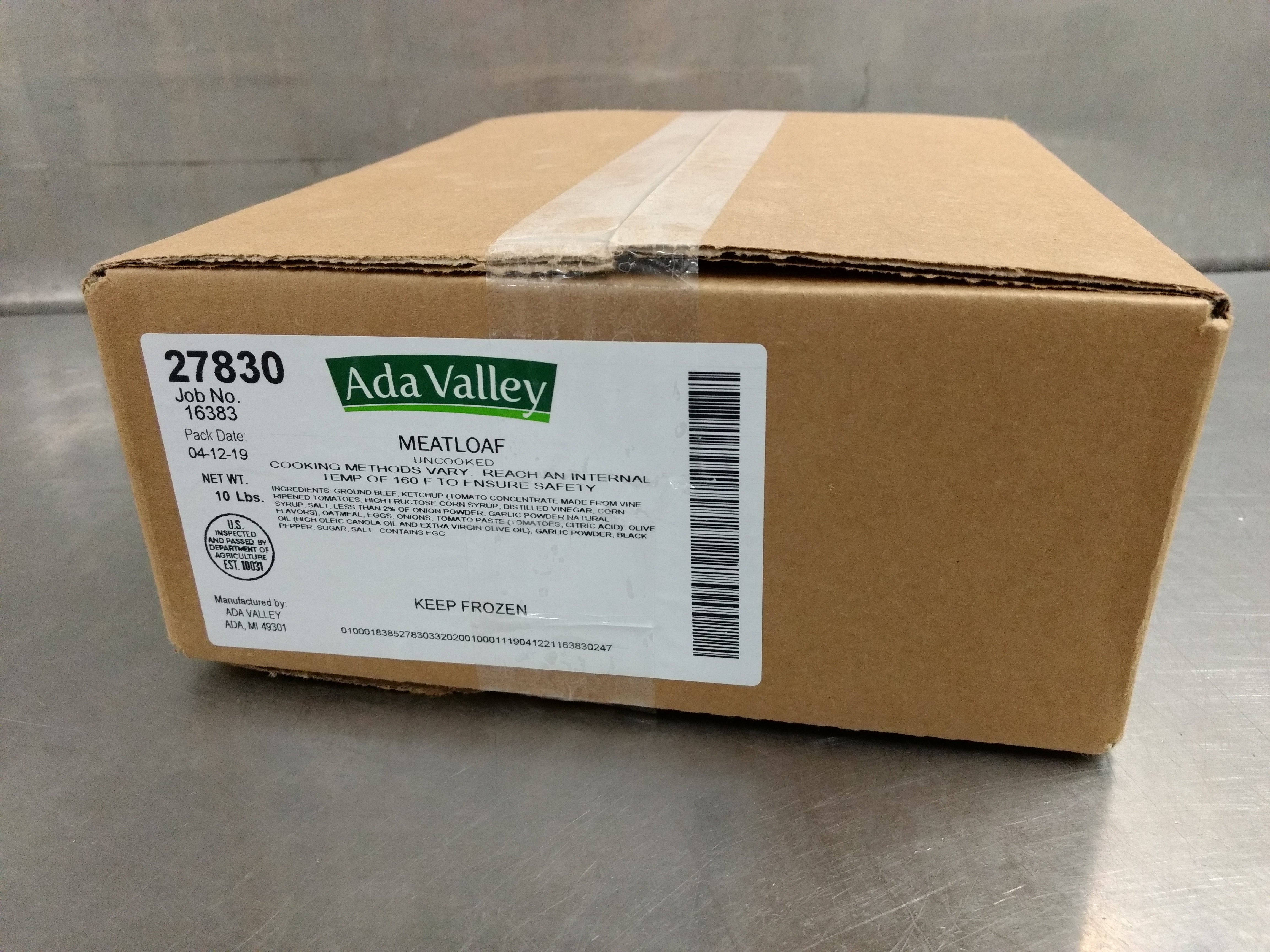 Beef Meatloaf Uncooked 5 Pound Each - 2 Per Case.