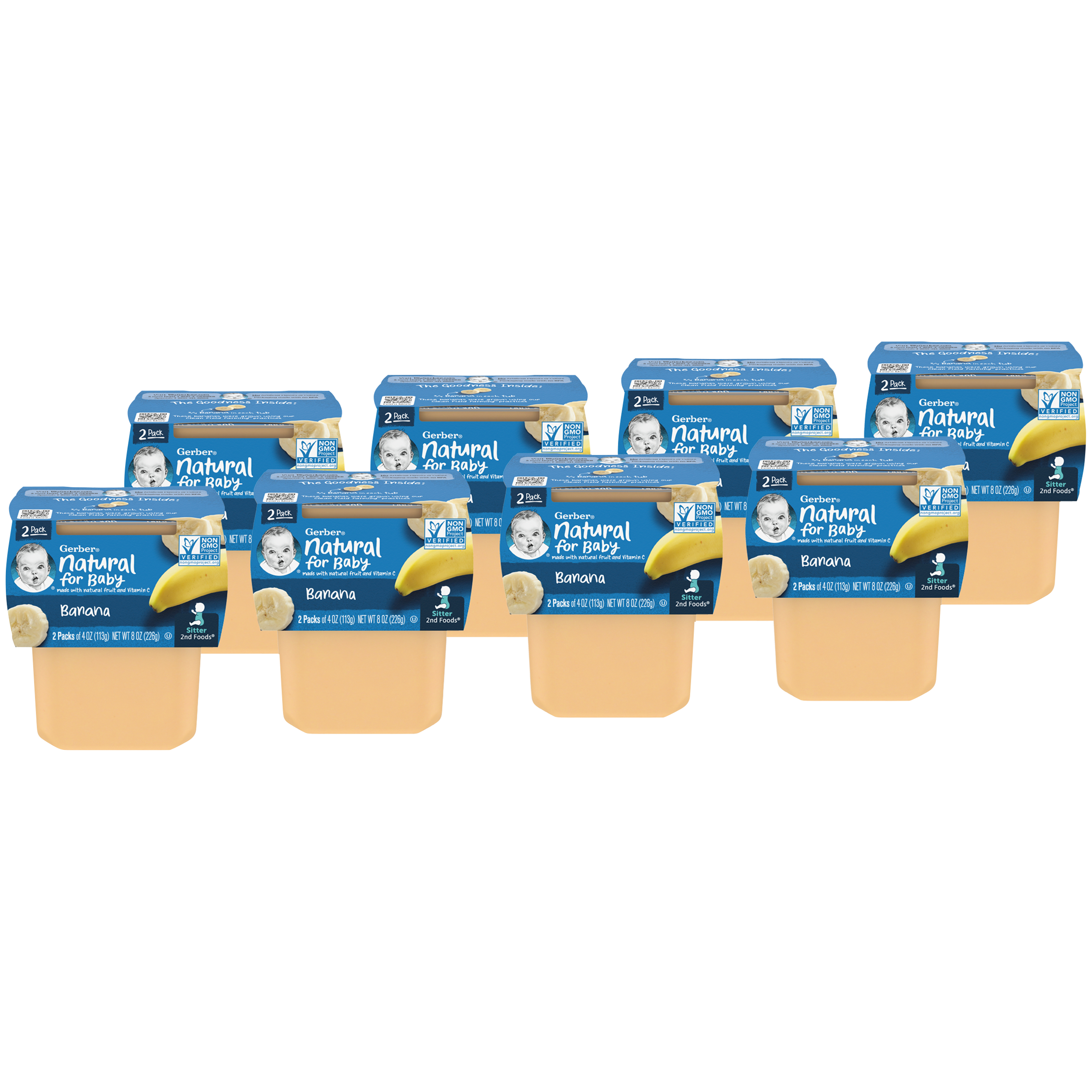 (2 pack of 4 Oz) Gerber 2nd Foods Banana Baby Food 8 Ounce Size - 8 Per Case.