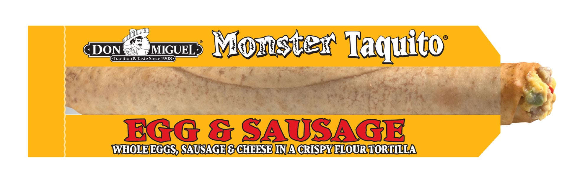 Don Miguel Taquitos Sausage & Egg With Pre Printed Bags 4 Ounce Size - 24 Per Case.