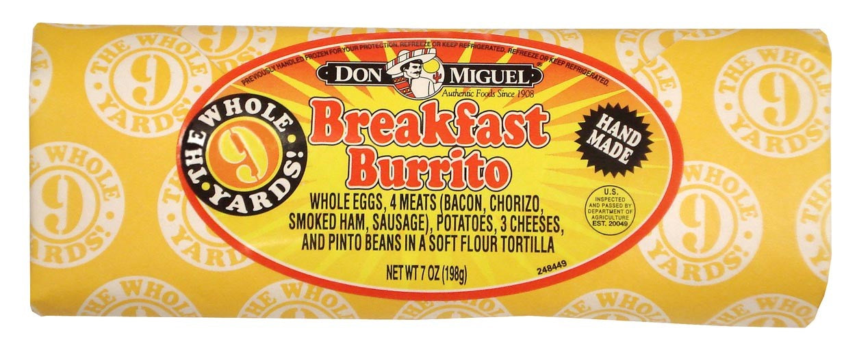 Don Miguel Burrito Whole Yard Breakfast 7 Ounce Size - 12 Per Case.