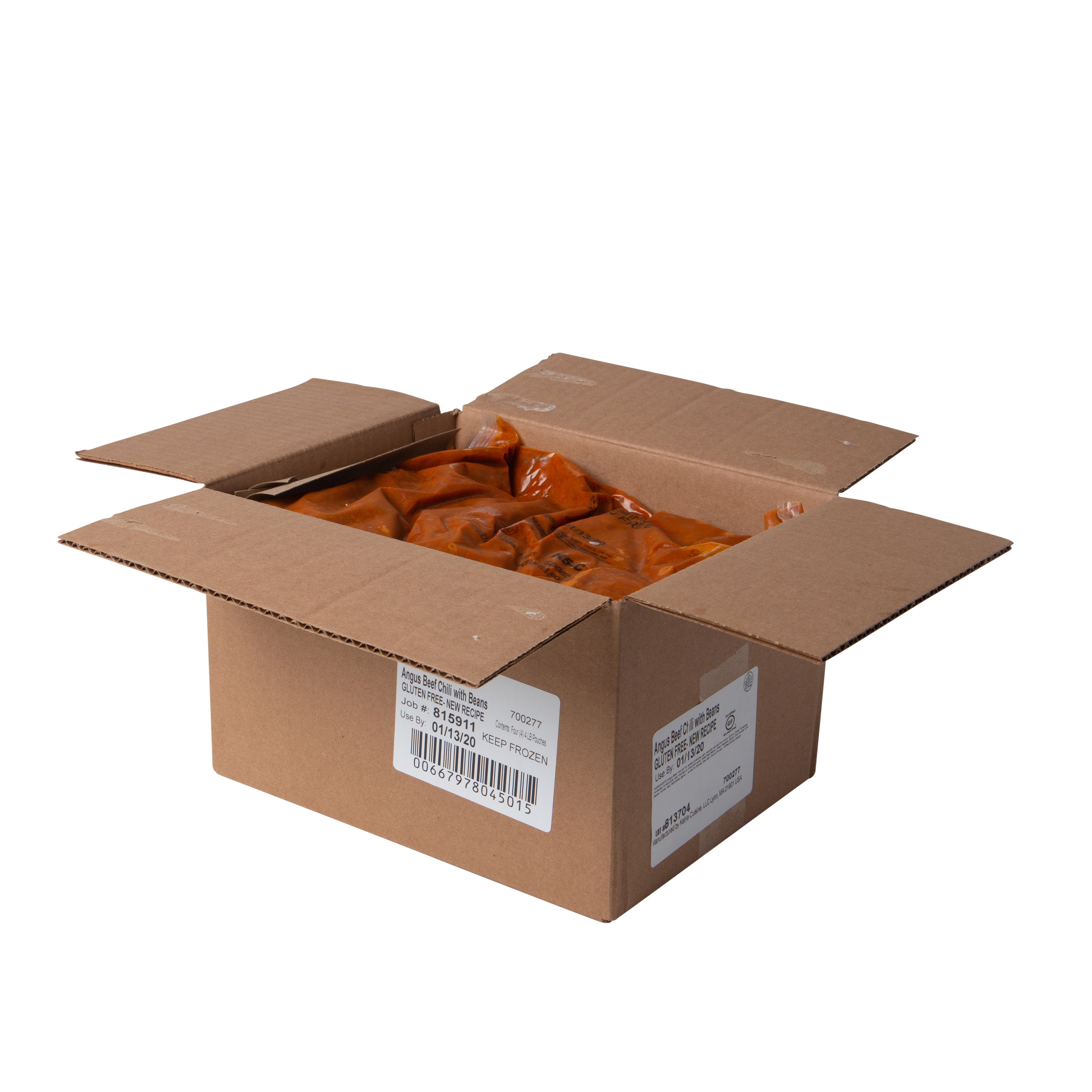 Kettle Cuisine Angus Steak Chili With Beans 4 Pound Each - 4 Per Case.