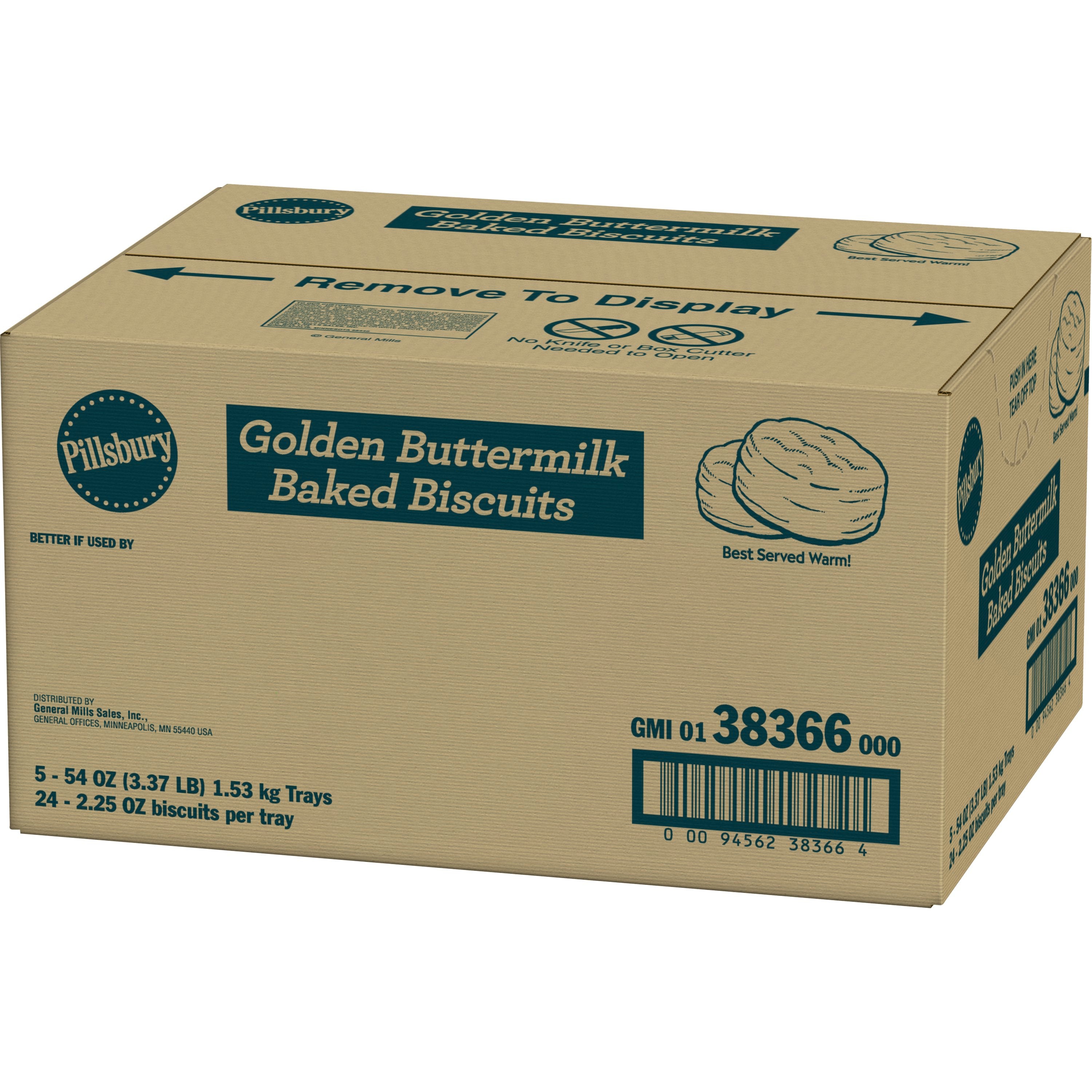 Pillsbury Baked Golden Buttermilk Biscuits 54 Ounce Size - 5 Per Case.
