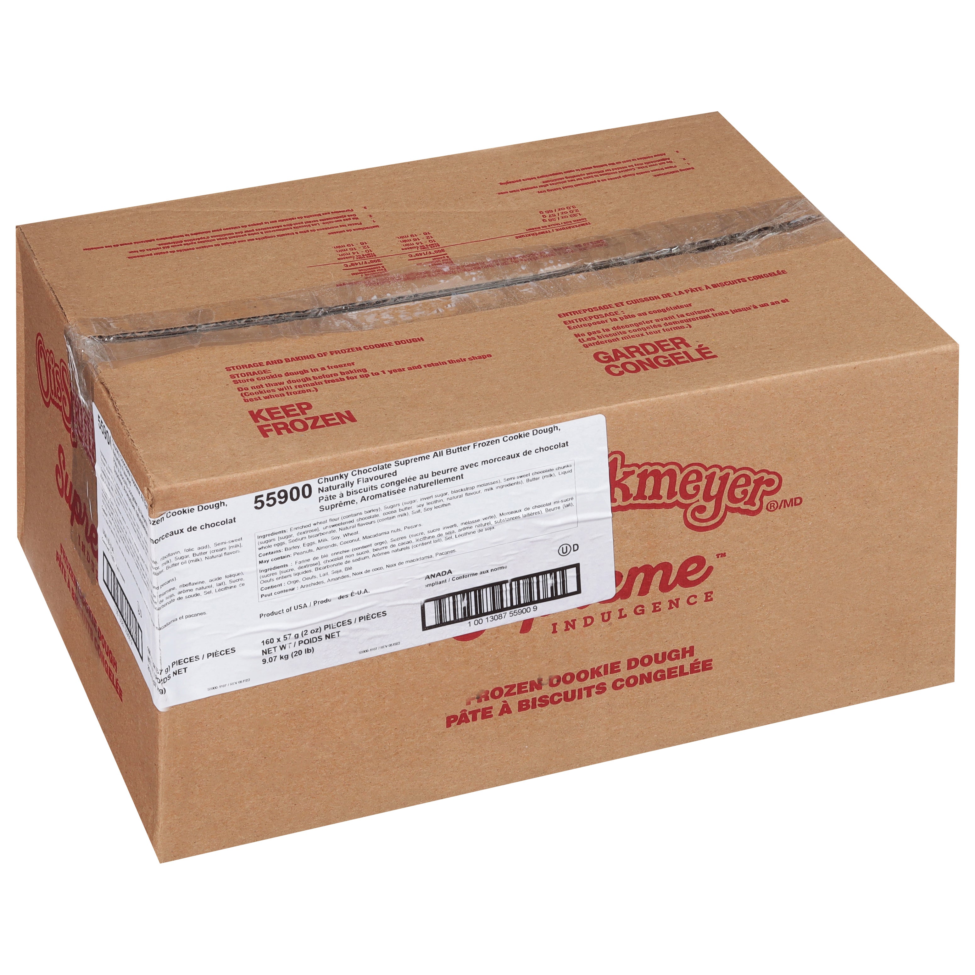 Chunky Chocolate Supreme All Butter Frozen Cookie Dough Naturally Flavored 2 Ounce Size - 160 Per Case.