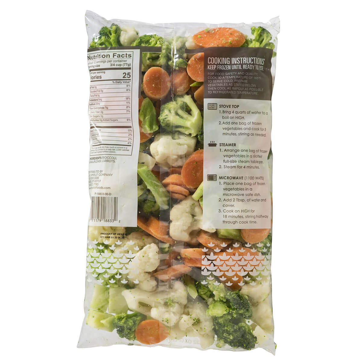 Simplot Simple Goodness Classic Vegetables California Vegetable Blend 2 Pound Each - 12 Per Case.