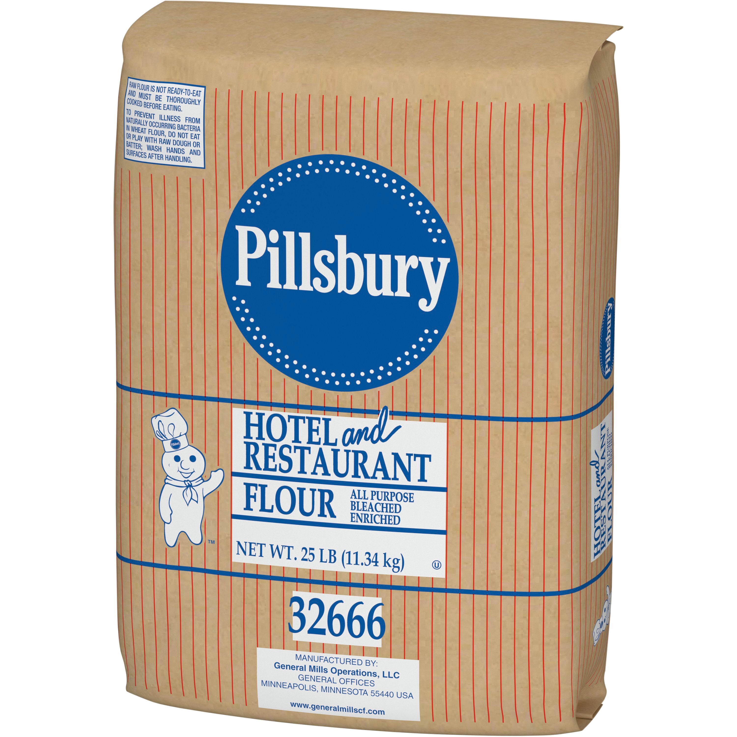 Pillsbury Hotel & Restaurant All Purpose Enriched Bleached Flour, 25 Pound- 2 per case