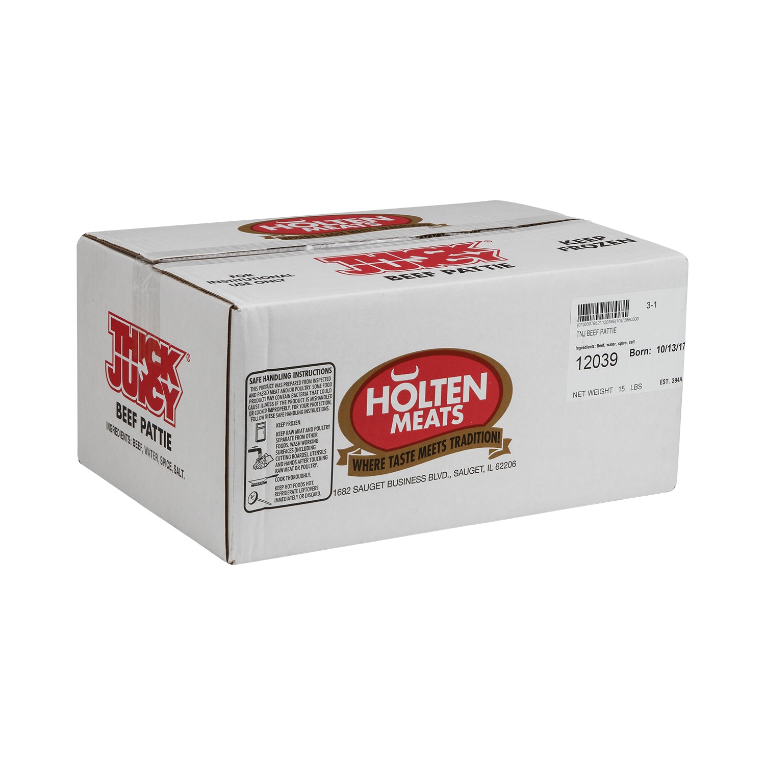 Beef Thick N Juicy Patties 5.33 Ounce Size - 45 Per Case.