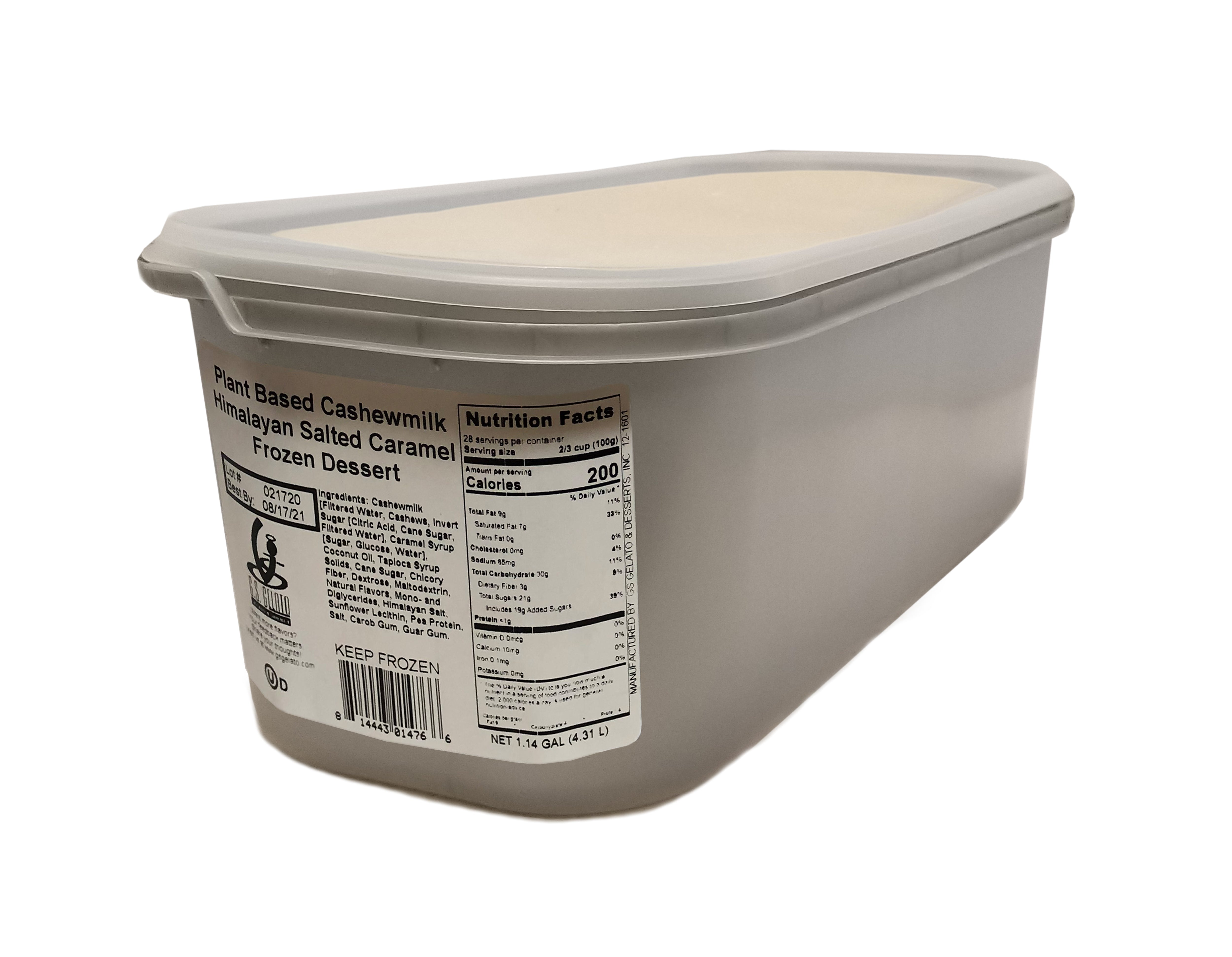 G Gelato Plant Based Cashewmilk Himalayansalted Caramel Frozen Dessert 5 Liter - 1 Per Case.