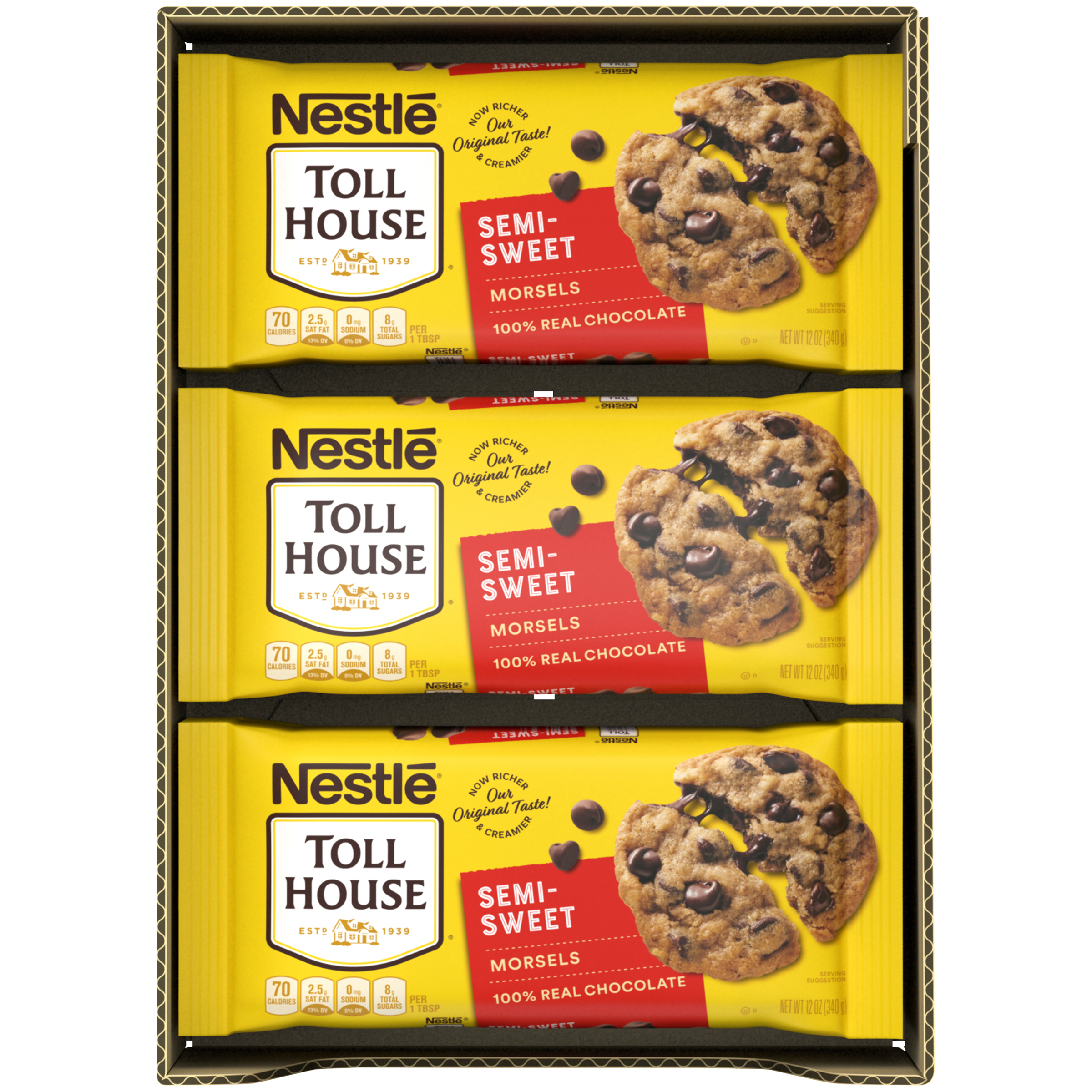 Nestle Toll House Semi Sweet Morsels Bags 12 Ounce Size - 24 Per Case.