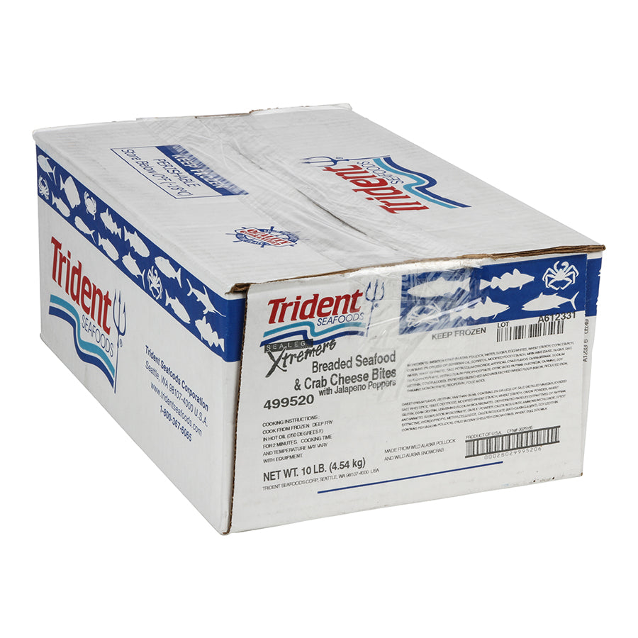 Jal Slice Xtremers Breaded Seafood & Crab Cheesebites With Jalapeno Peppers 10 Pound Each - 1 Per Case.