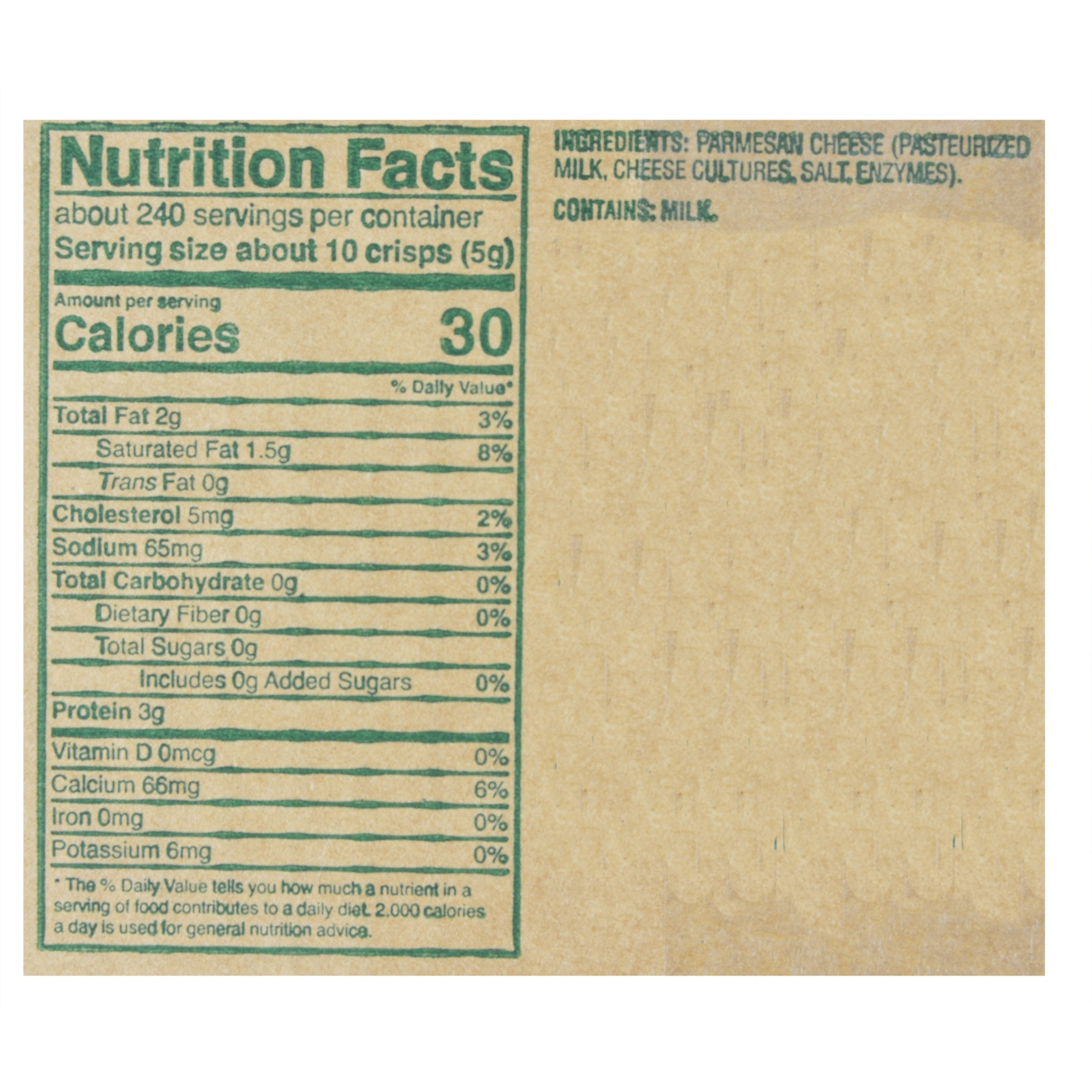 Fresh Gourmet Parmesan Cheese Crisps 200 Grams Each - 6 Per Case.