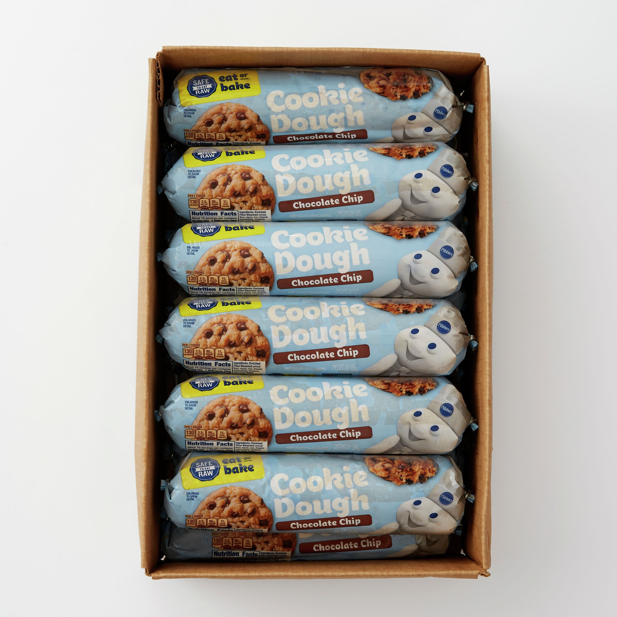 Pillsbury Chocolate Chip Cookie Dough 16.5 Ounce Size - 12 Per Case.