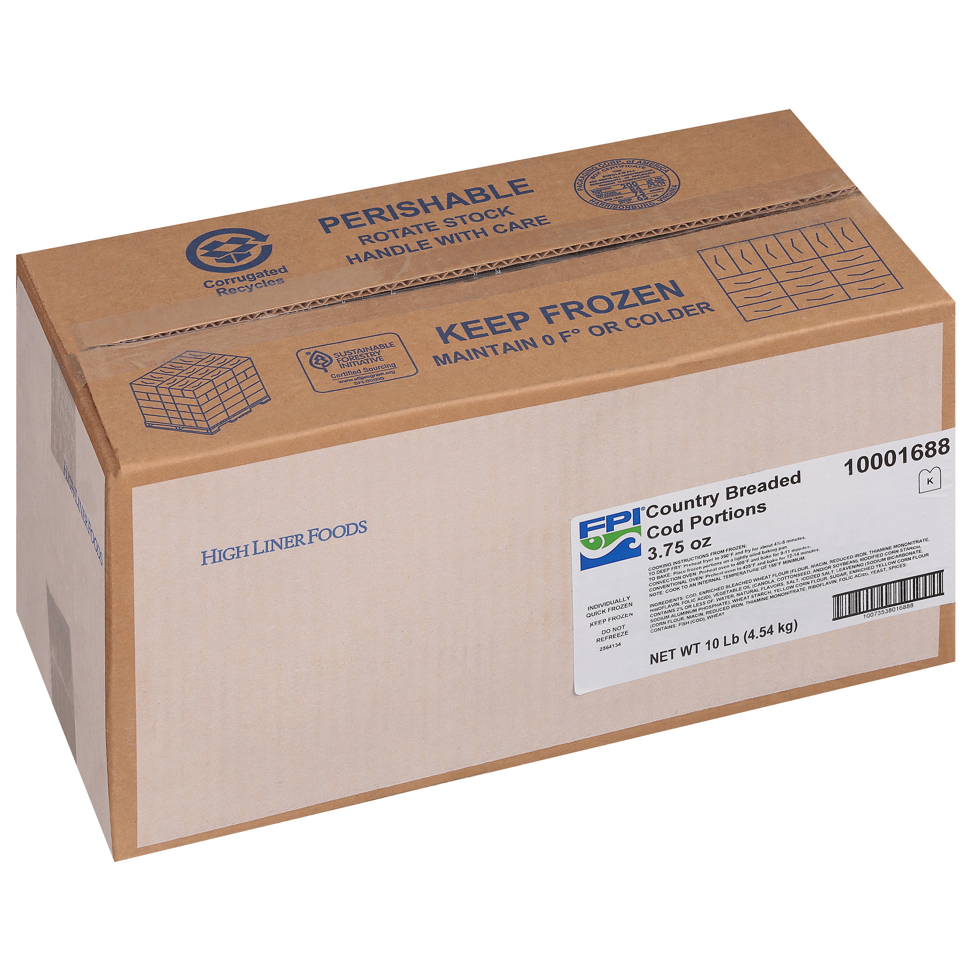 Country Breaded Cod Portions 5 Pound Each - 2 Per Case.