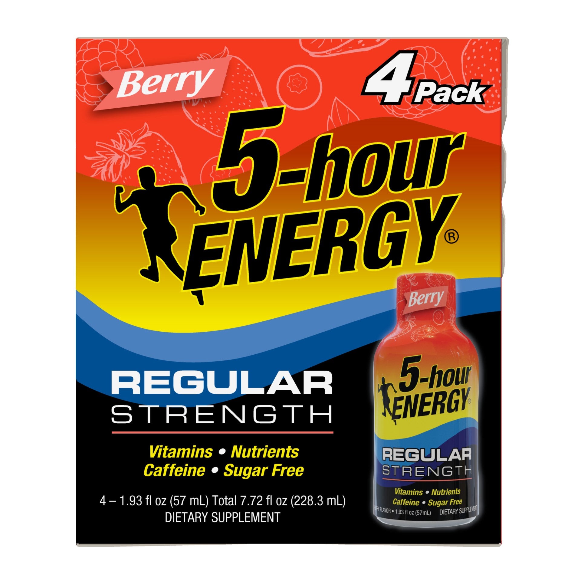 Hour Energy® Shot Regular Strength Berry 7.72 Fluid Ounce - 12 Per Case.