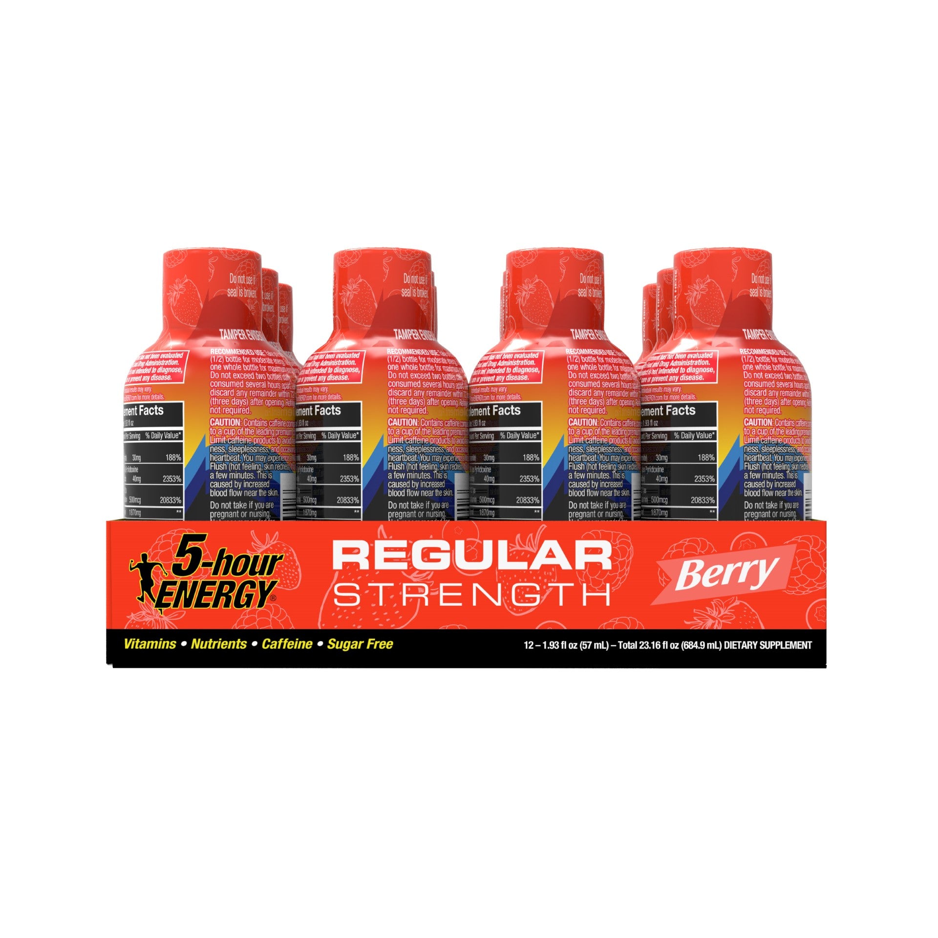 Hour Energy® Shot Regular Strength Berry Pack 1.93 Fluid Ounce - 216 Per Case.