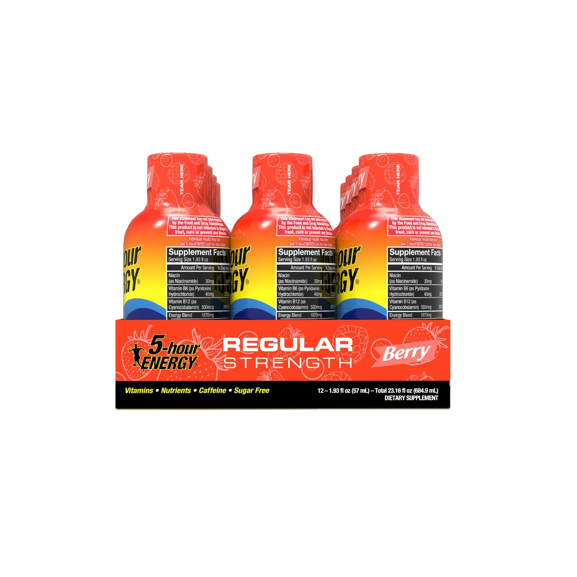 Hour Energy® Shot Regular Strength Berry Pack 1.93 Fluid Ounce - 216 Per Case.