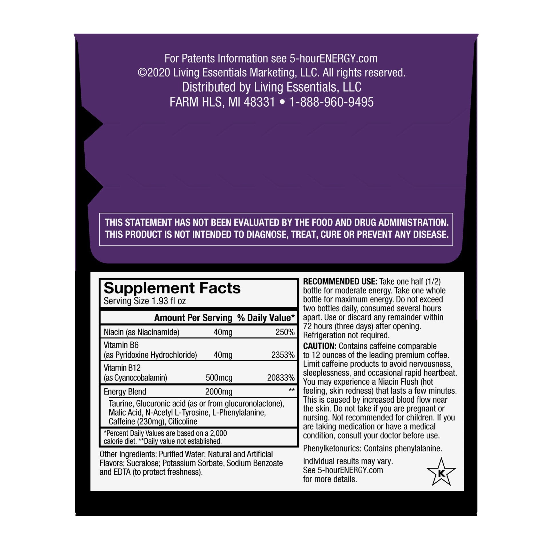 Hour Energy® Shot Extra Strength Grape 7.72 Fluid Ounce - 12 Per Case.