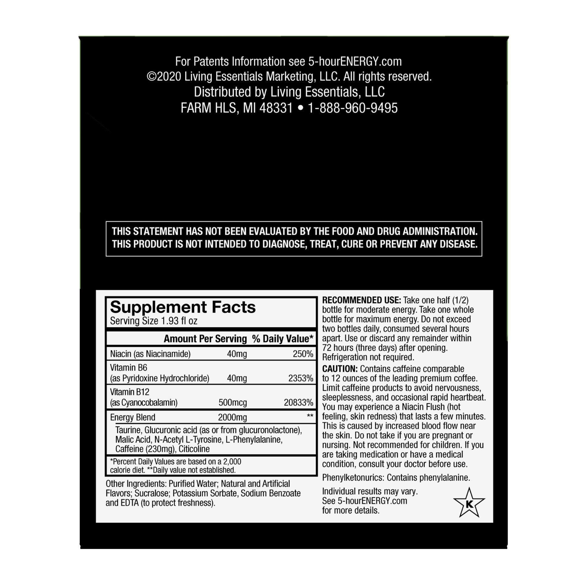 Hour Energy® Shot Extra Strength Strawberry Watermelon 7.72 Fluid Ounce - 12 Per Case.