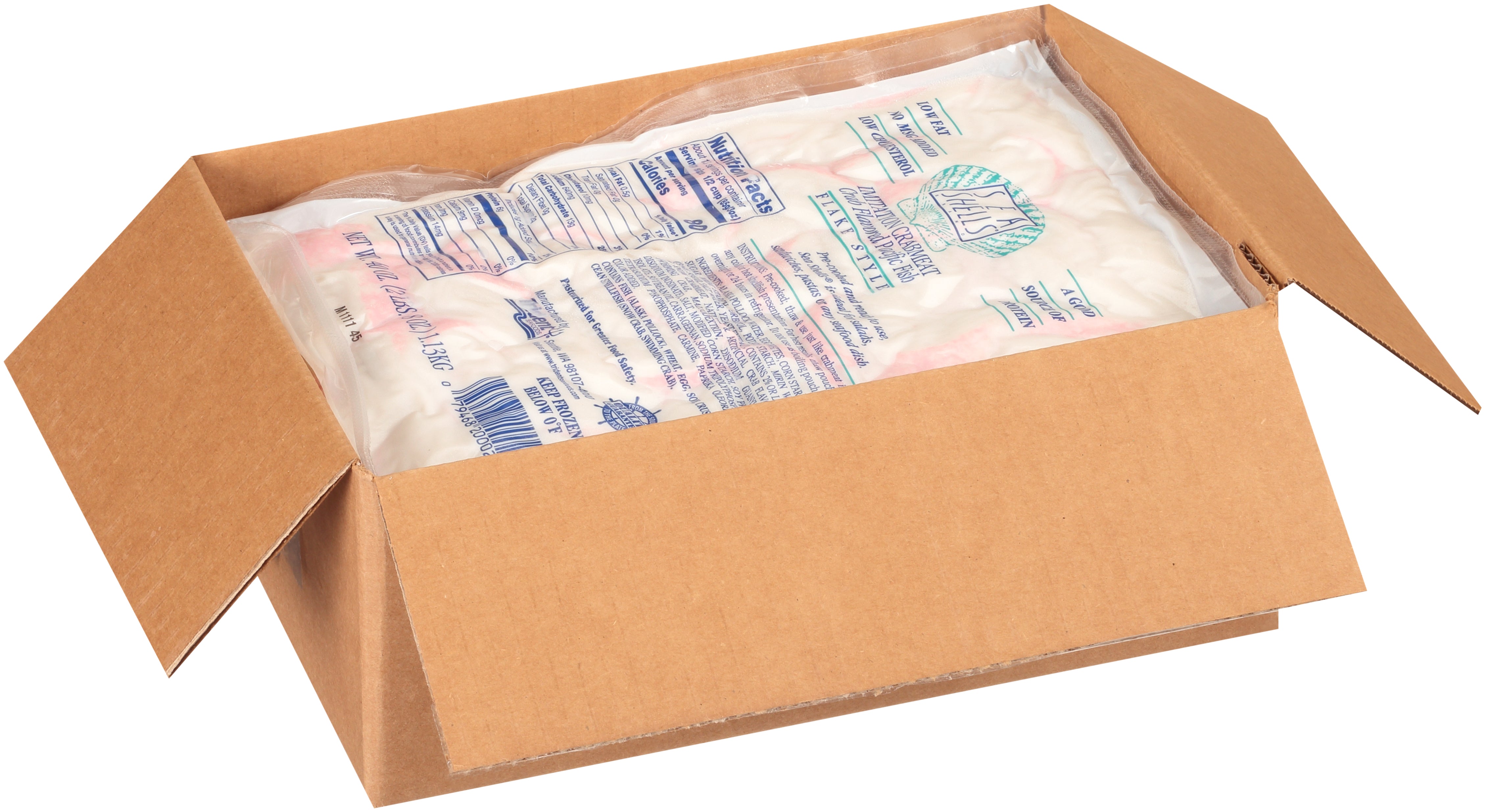 Surimi Imitation Crabmeat Flake Frozen 2.5 Pound Each - 4 Per Case.