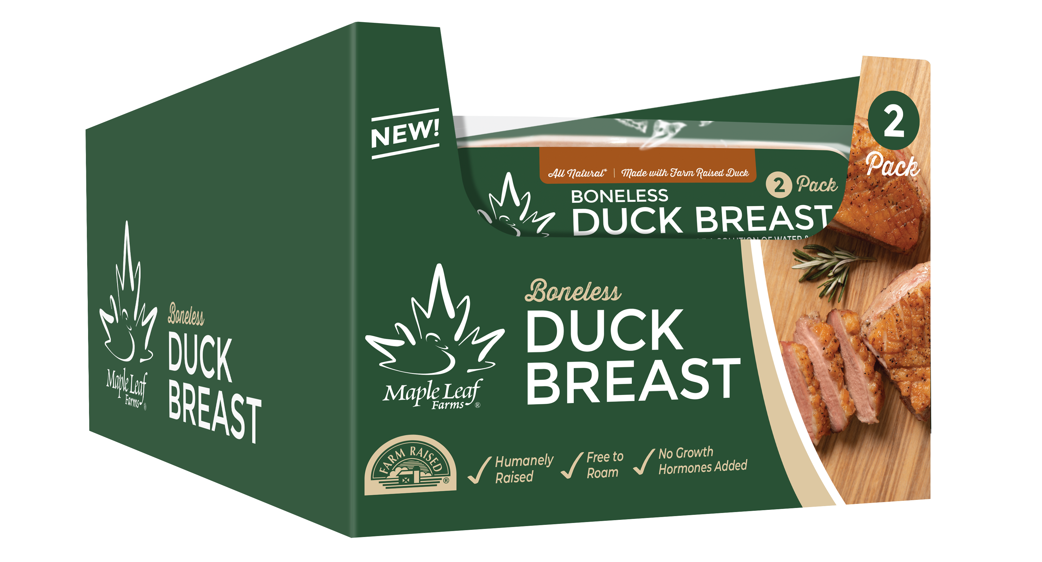 All Natural Boneless Duck Breast Ready Pack 2 Count Packs - 8 Per Case.