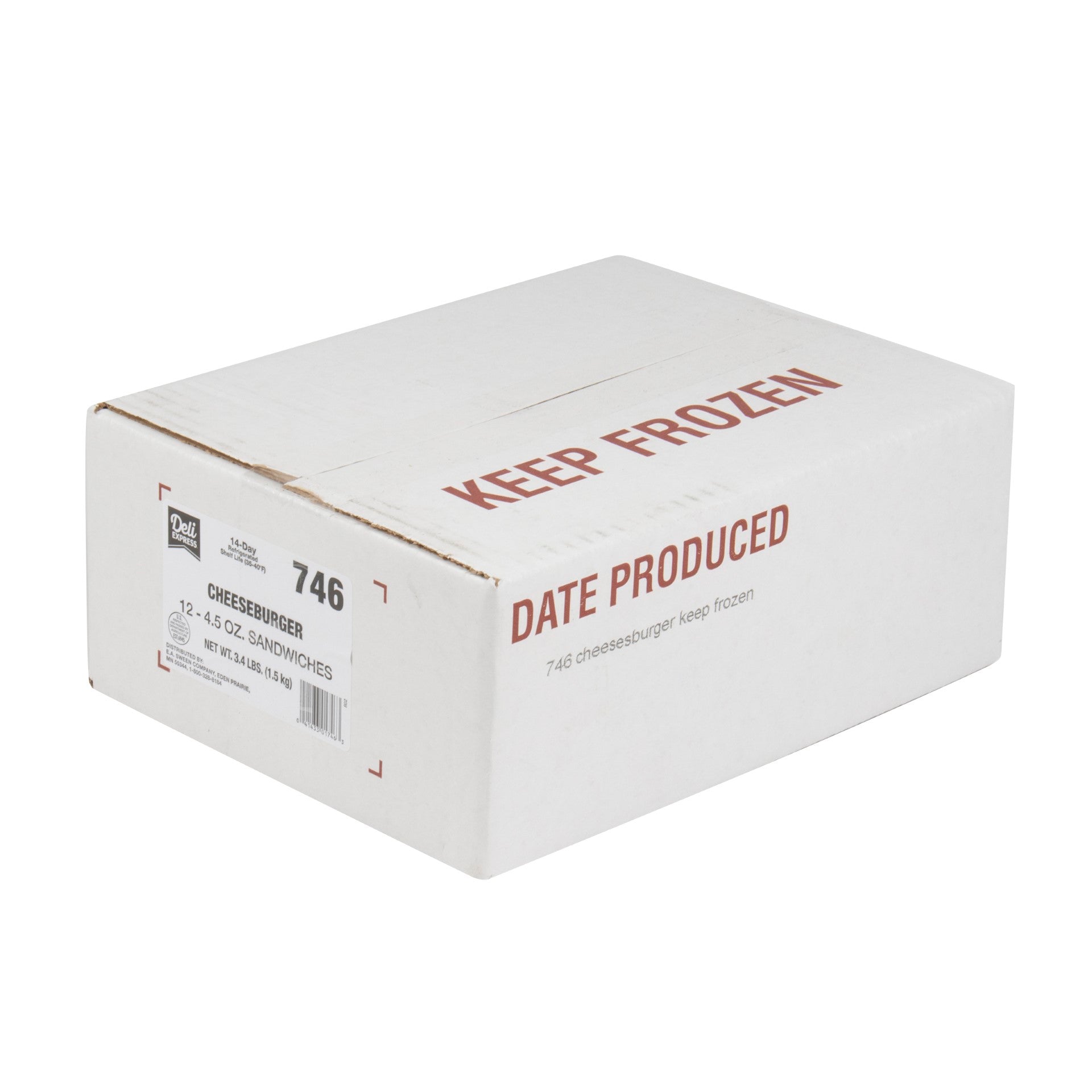 Deli Express Cheeseburger 4.5 Ounce Size - 12 Per Case.