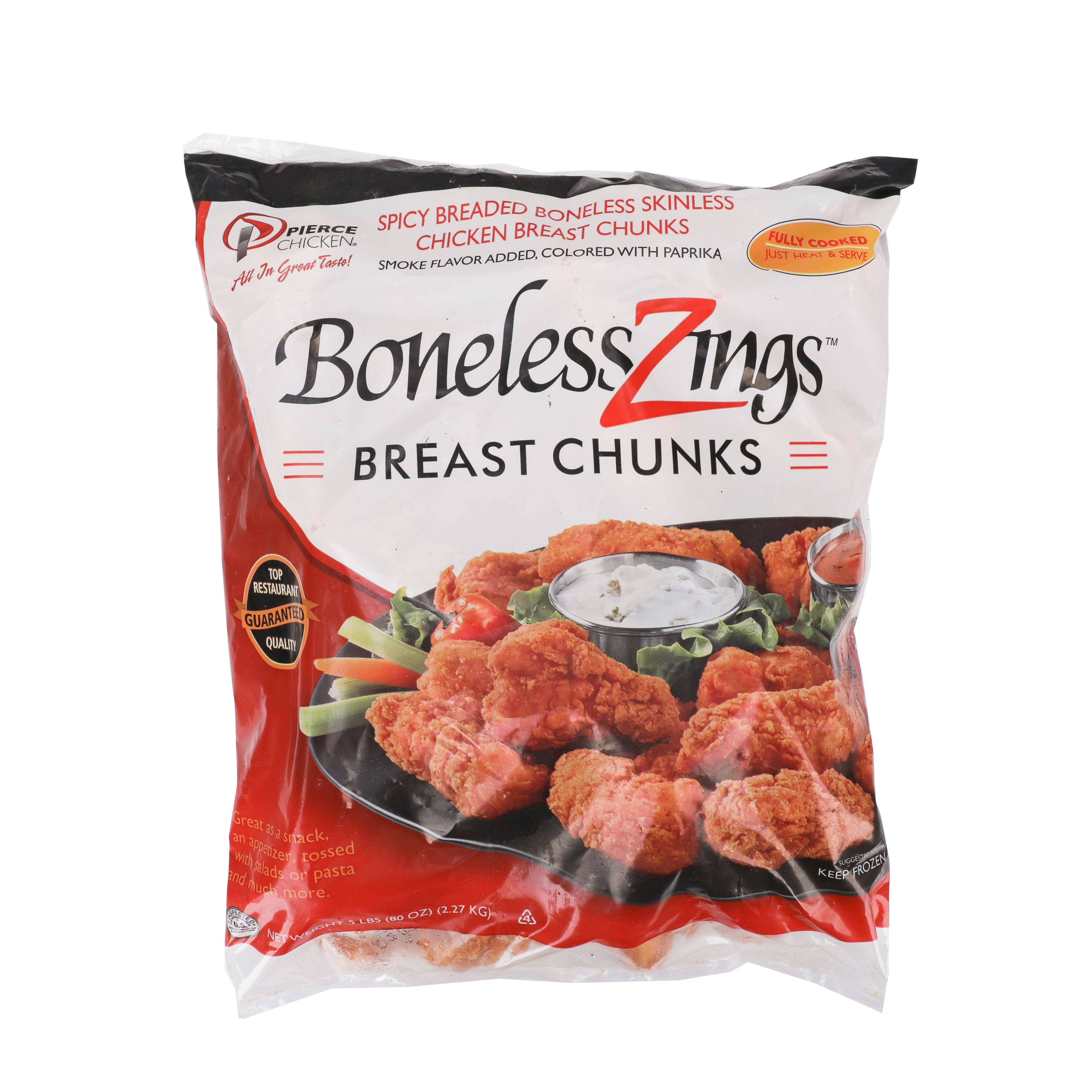 Pierce Chicken Boneless Spicy Chicken Wings 5 Pound Each - 2 Per Case.