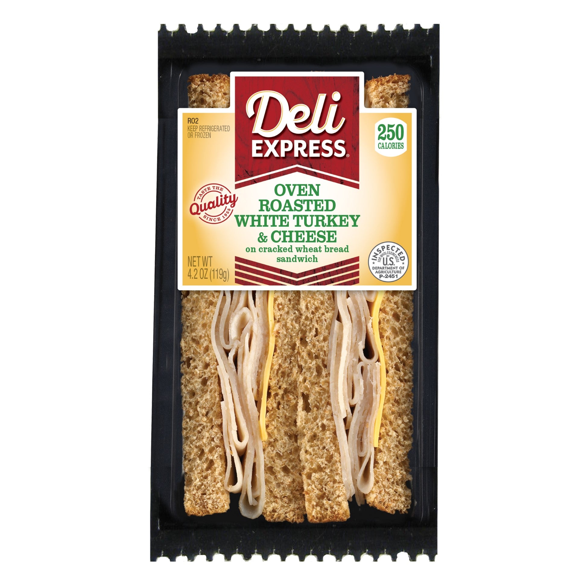Deli Express Oven Roasted Turkey & Cheese 4.2 Ounce Size - 10 Per Case.