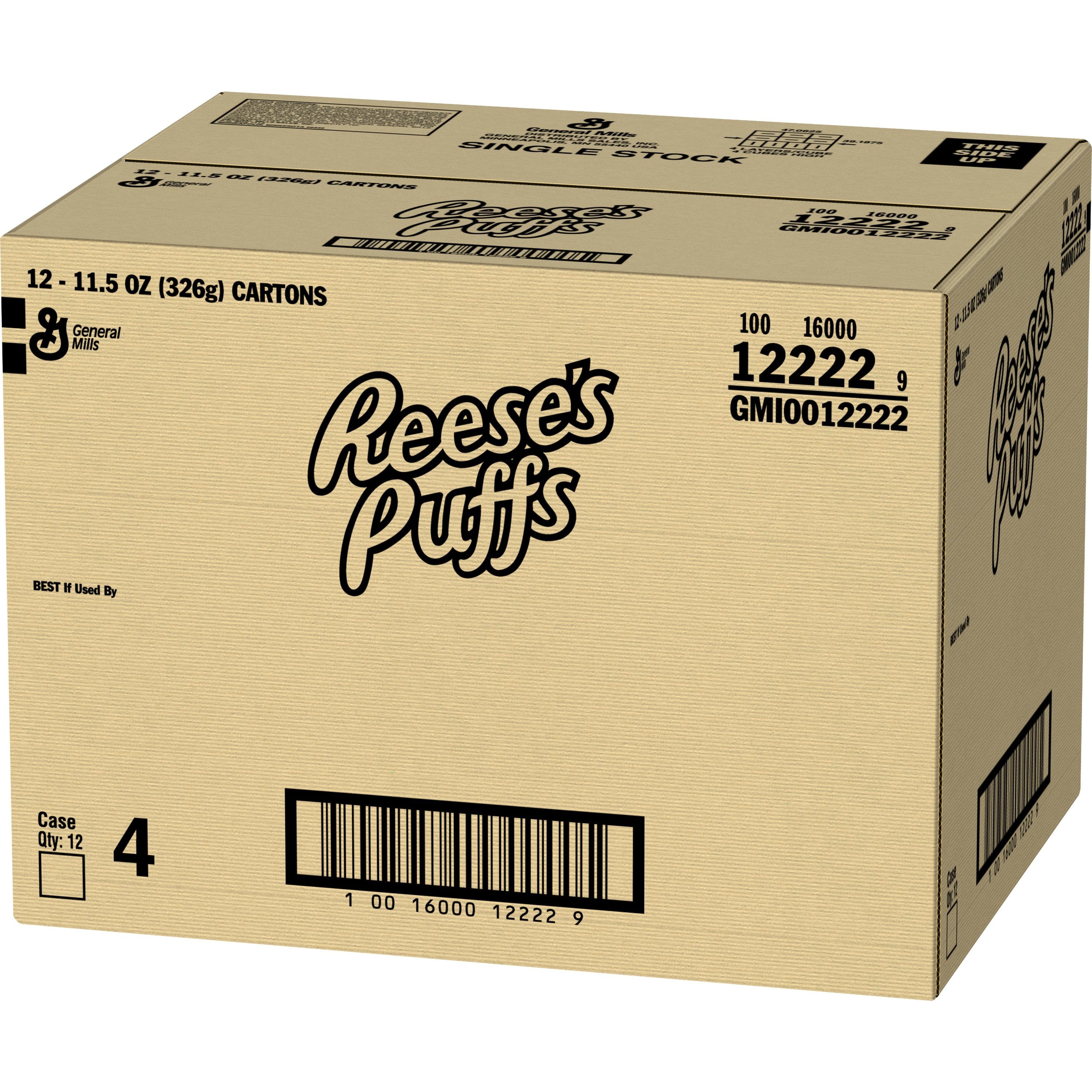 Reese's Peanut Butter Puffs® Cereal 11.5 Ounce Size - 12 Per Case.