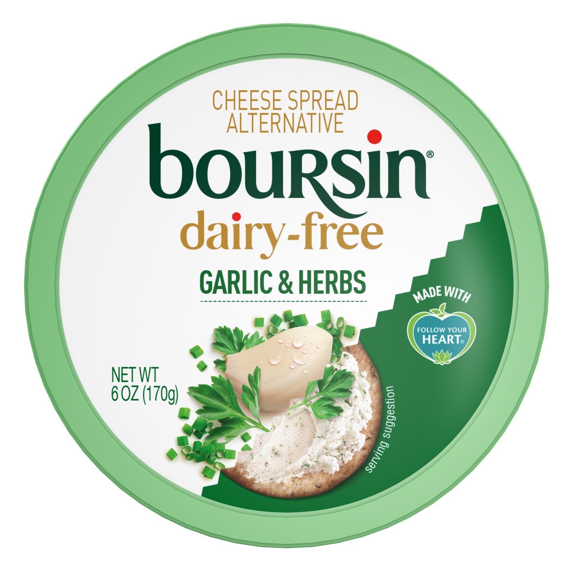 Boursin Dairy Free Garlic & Herb Cup 6 Ounce Size - 6 Per Case.