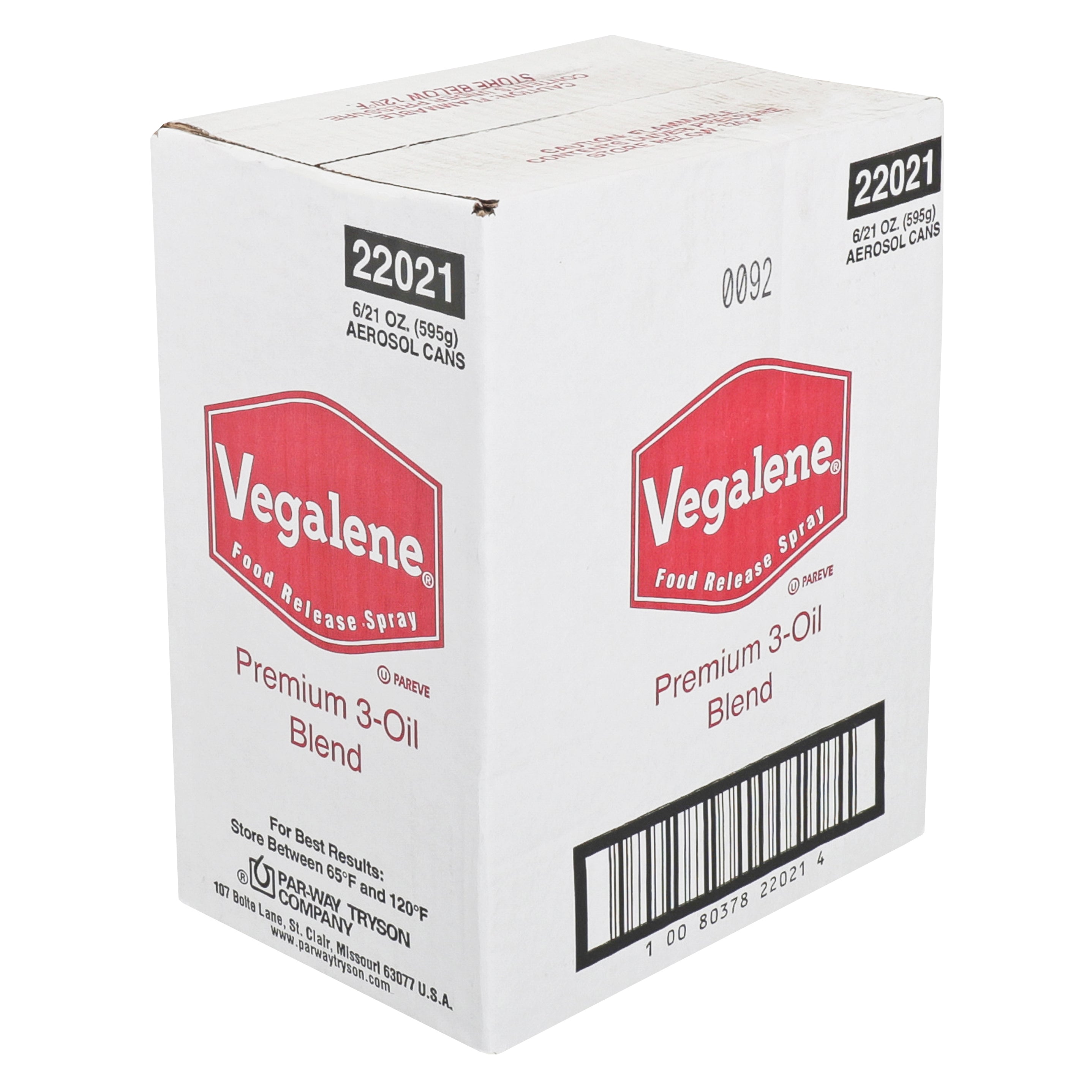 Vegalene Premium Oil Blend Food Release Panspray Aerosol 21 Ounce Size - 6 Per Case.